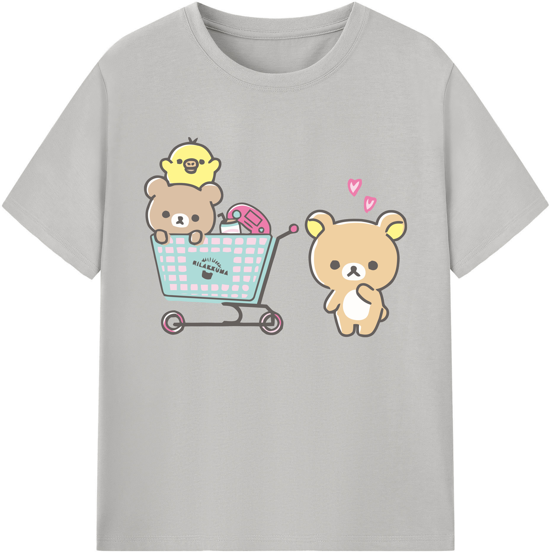（画像用） リラックマ リラックマ キイロイトリ Rilakkuma Korilakkuma Kiiroitori 綿100％ メンズ半袖Tシャツ｜肌触りやわらか＆通気性