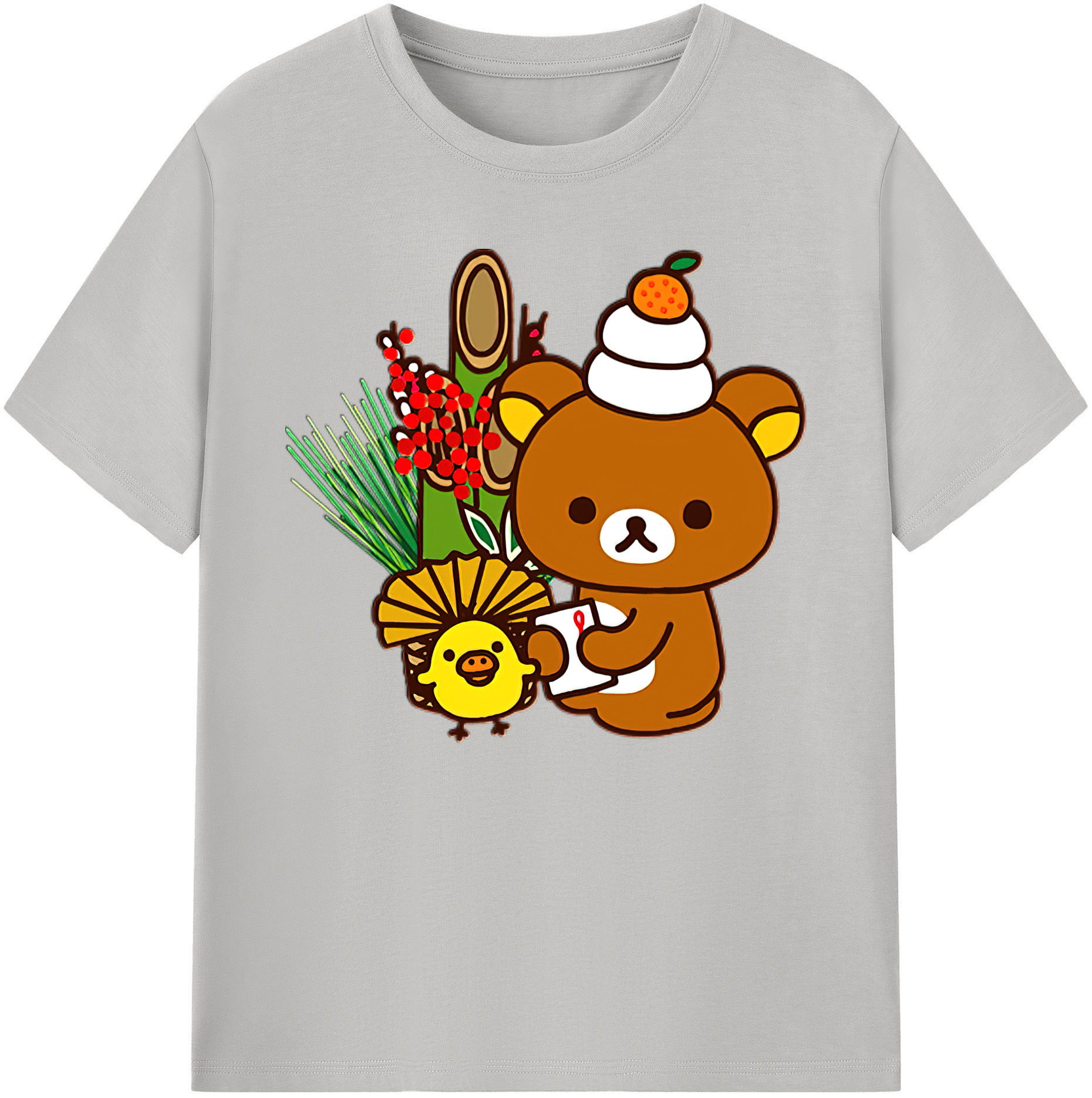（画像用） リラックマ リラックマ キイロイトリ Rilakkuma Korilakkuma Kiiroitori 綿100％ メンズ半袖Tシャツ｜肌触りやわらか＆通気性