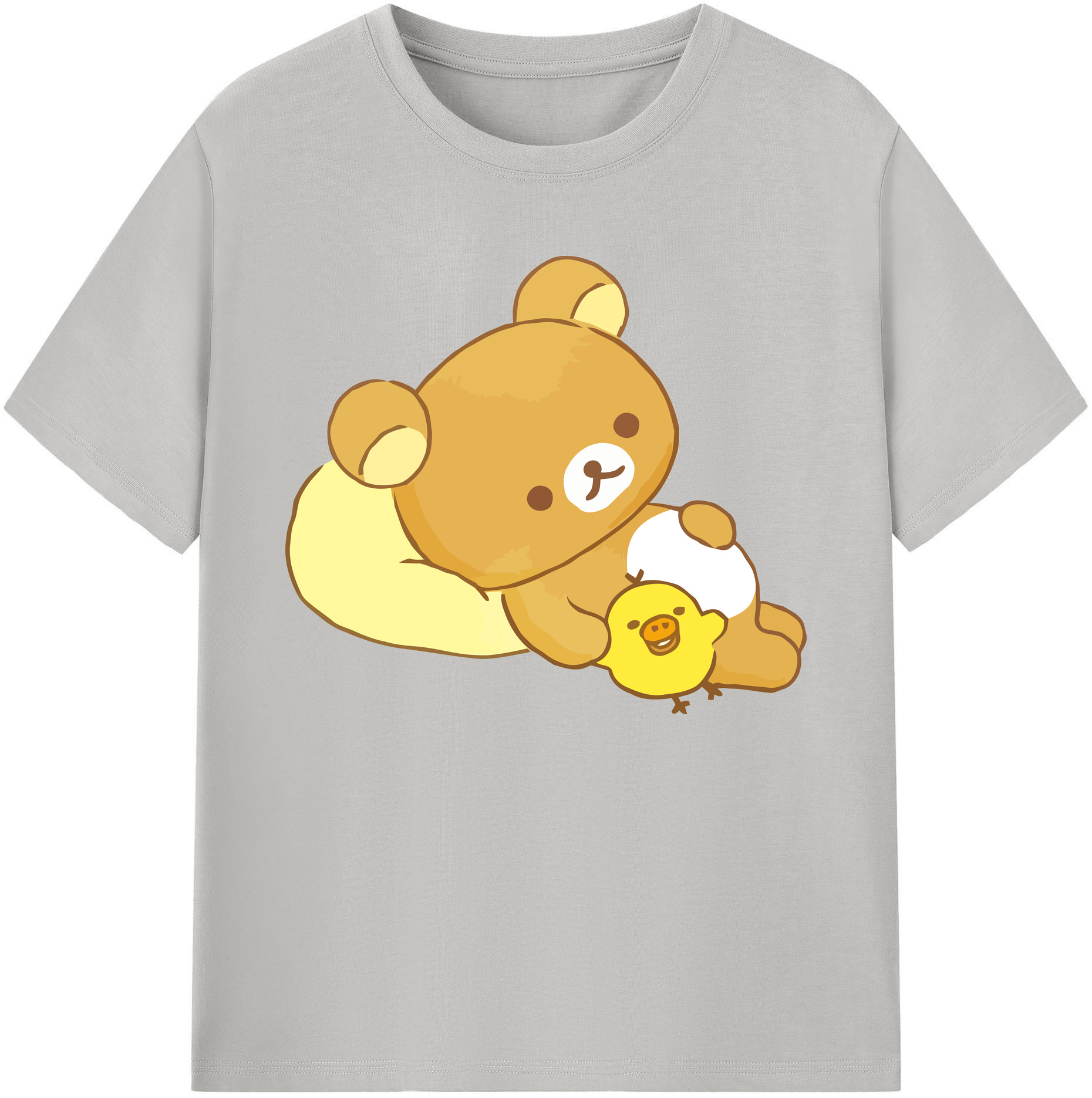 （画像用） リラックマ リラックマ キイロイトリ Rilakkuma Korilakkuma Kiiroitori 綿100％ メンズ半袖Tシャツ｜肌触りやわらか＆通気性