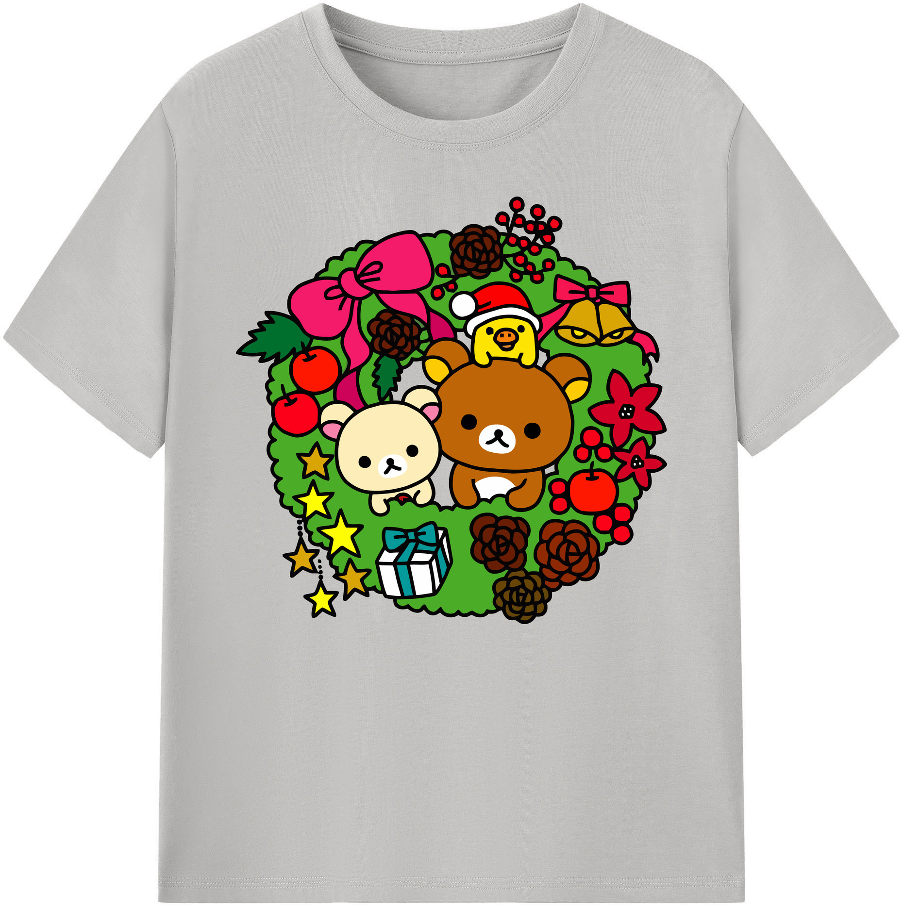 （画像用） リラックマ リラックマ キイロイトリ Rilakkuma Korilakkuma Kiiroitori 綿100％ メンズ半袖Tシャツ｜肌触りやわらか＆通気性