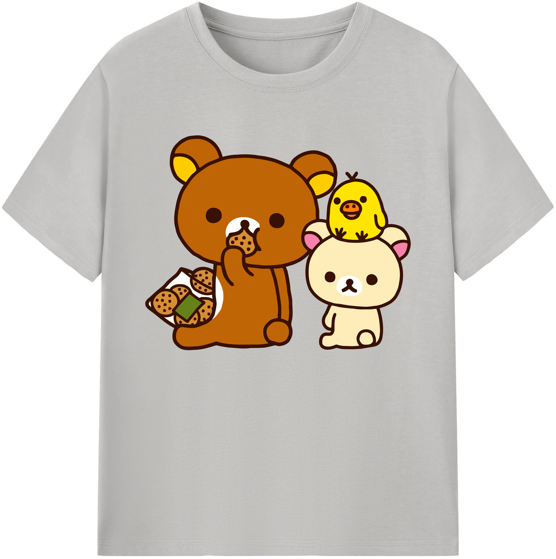（画像用） リラックマ リラックマ キイロイトリ Rilakkuma Korilakkuma Kiiroitori 綿100％ メンズ半袖Tシャツ｜肌触りやわらか＆通気性