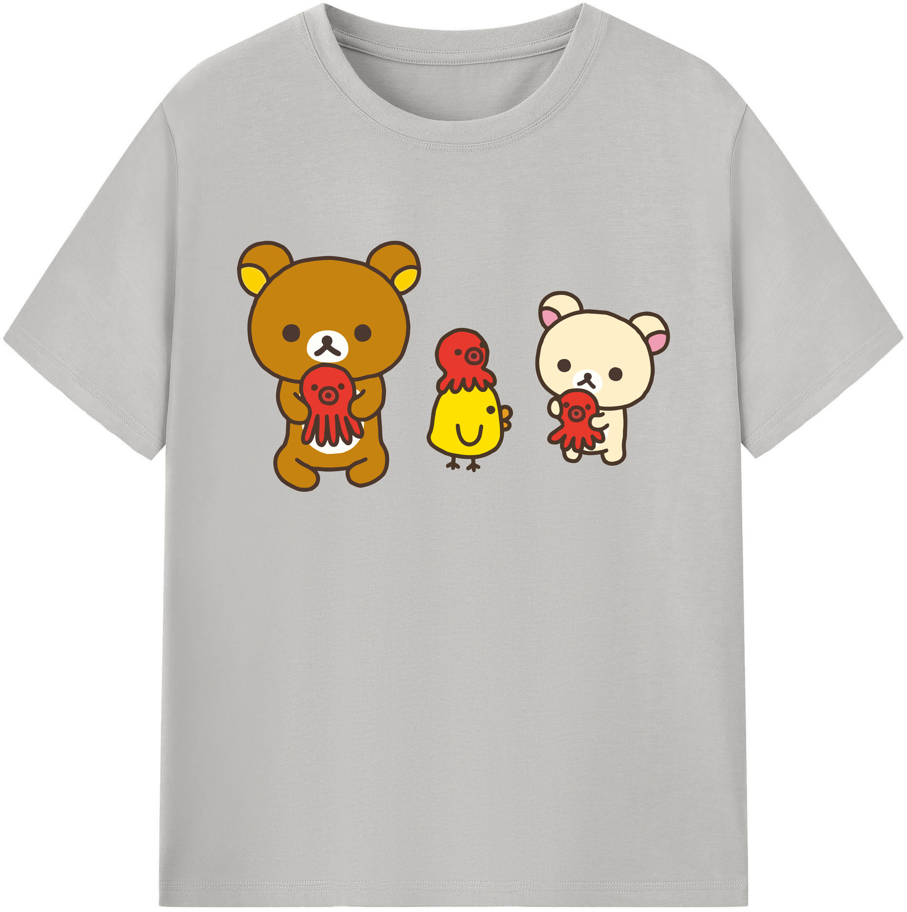 （画像用） リラックマ リラックマ キイロイトリ Rilakkuma Korilakkuma Kiiroitori 綿100％ メンズ半袖Tシャツ｜肌触りやわらか＆通気性