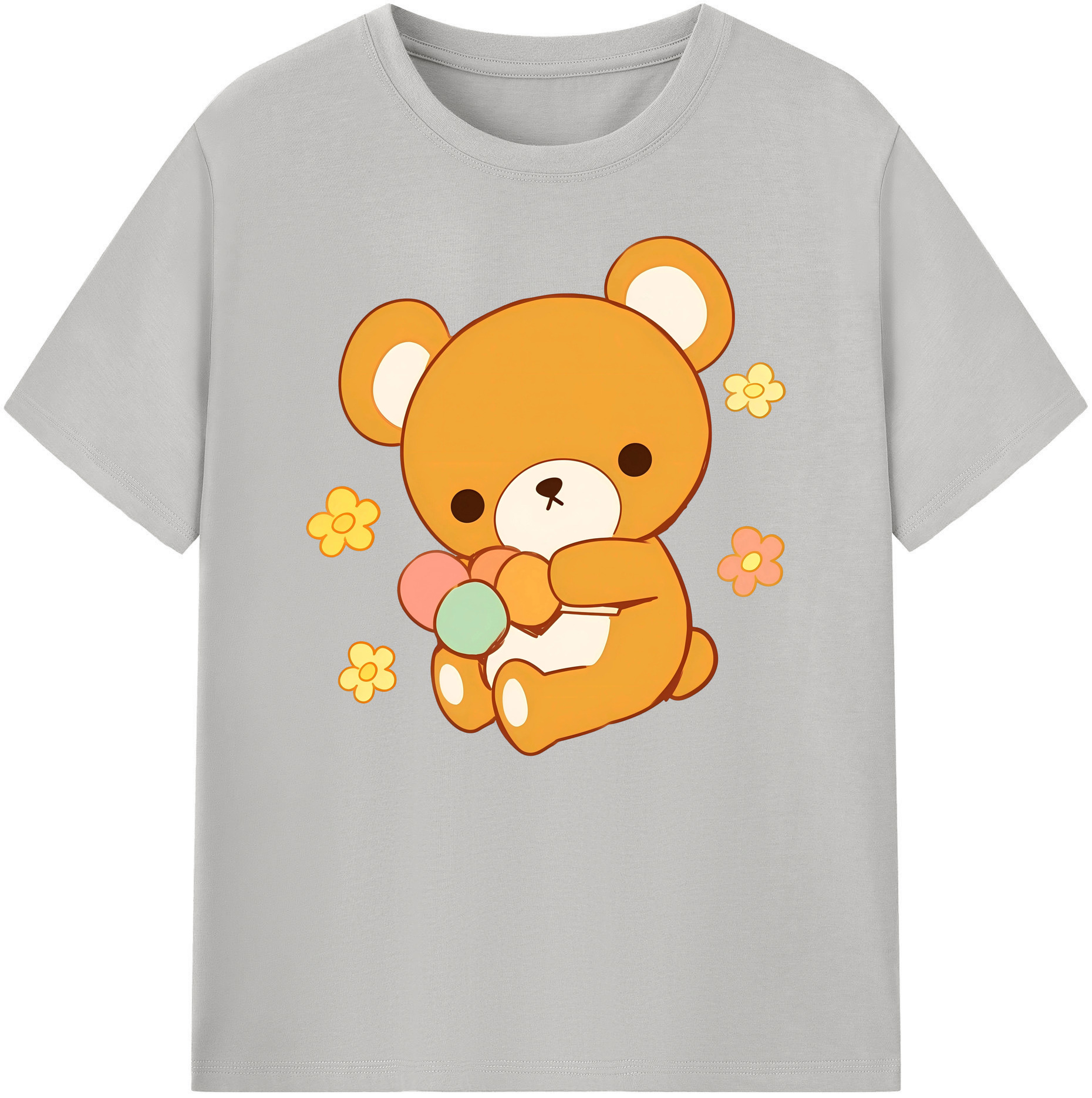 （画像用） リラックマ リラックマ キイロイトリ Rilakkuma Korilakkuma Kiiroitori 綿100％ メンズ半袖Tシャツ｜肌触りやわらか＆通気性