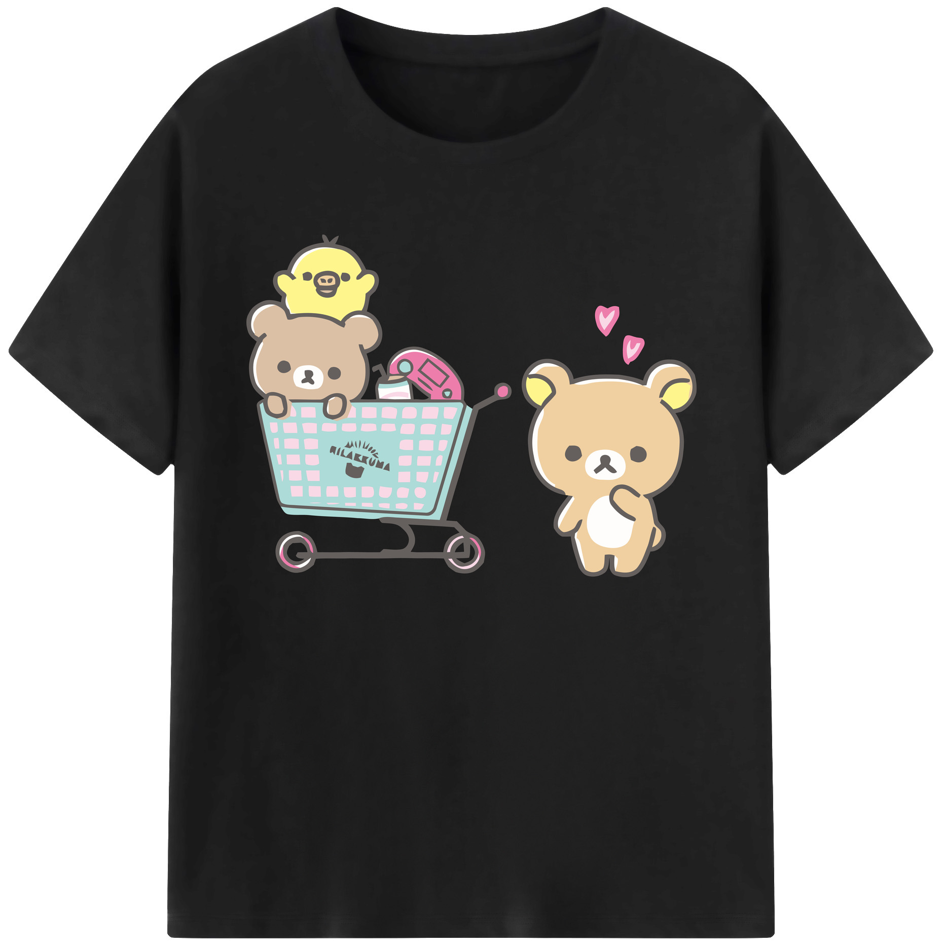 （画像用） リラックマ リラックマ キイロイトリ Rilakkuma Korilakkuma Kiiroitori 綿100％ メンズ半袖Tシャツ｜肌触りやわらか＆通気性