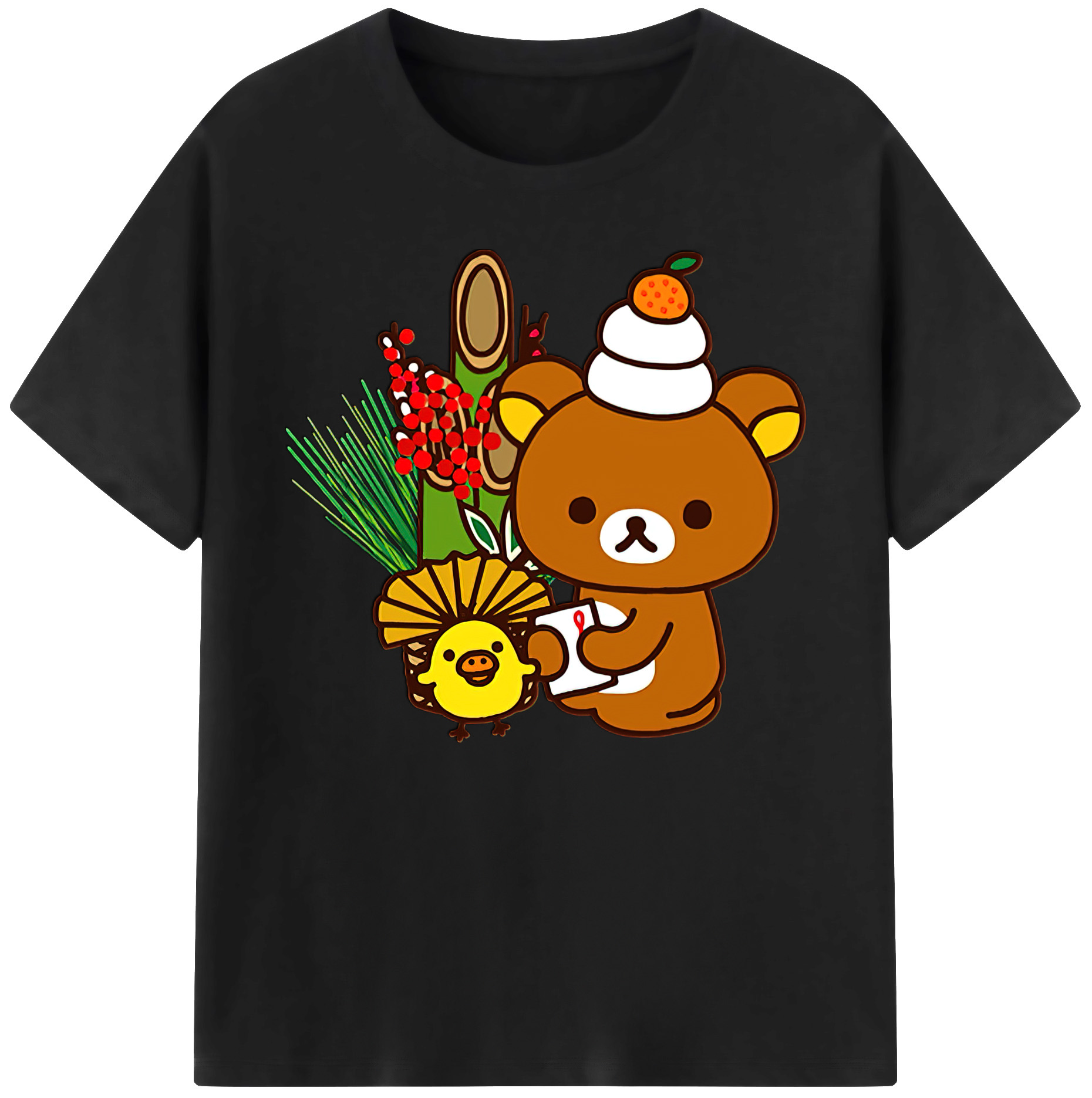（画像用） リラックマ リラックマ キイロイトリ Rilakkuma Korilakkuma Kiiroitori 綿100％ メンズ半袖Tシャツ｜肌触りやわらか＆通気性