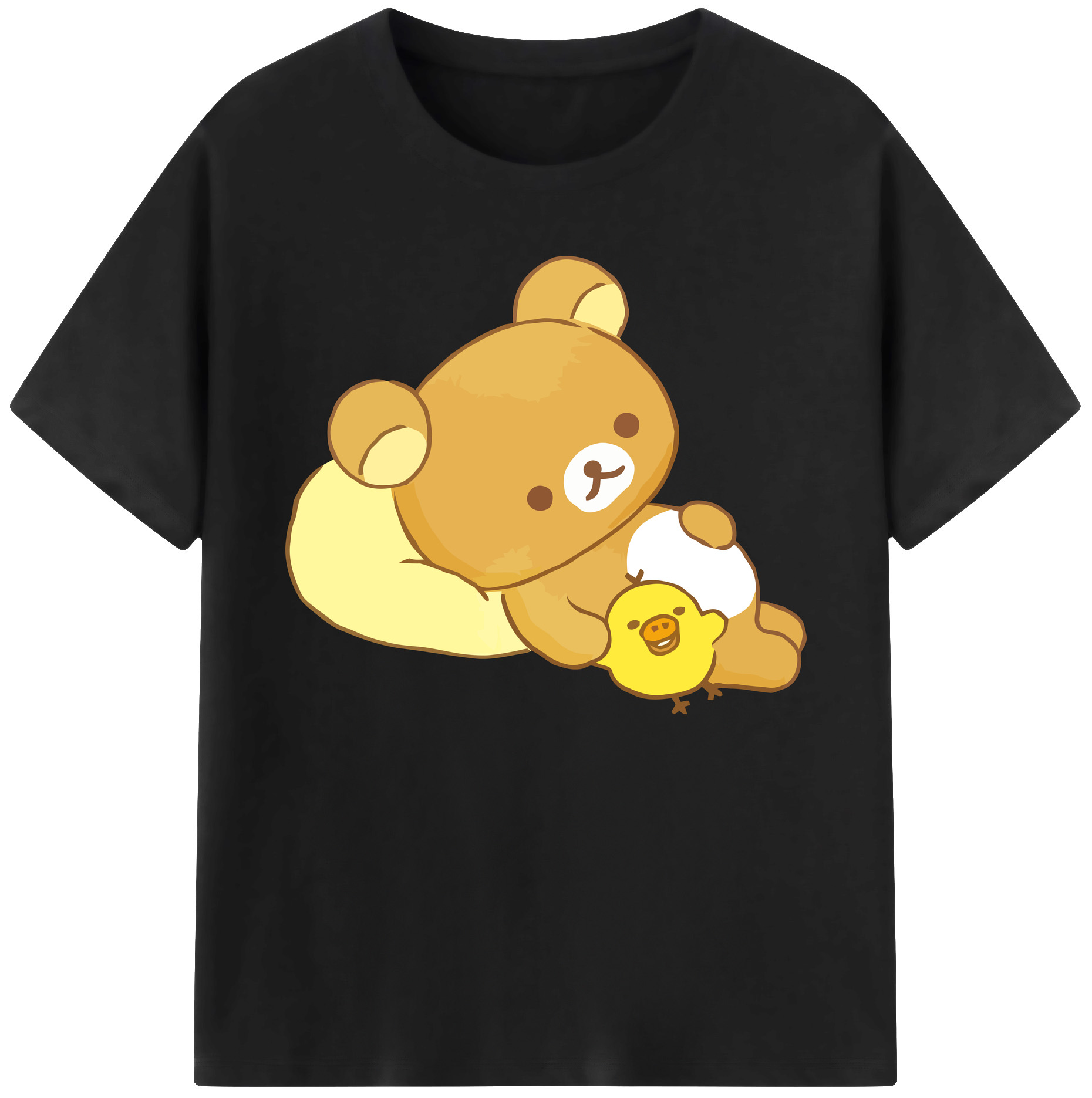 （画像用） リラックマ リラックマ キイロイトリ Rilakkuma Korilakkuma Kiiroitori 綿100％ メンズ半袖Tシャツ｜肌触りやわらか＆通気性