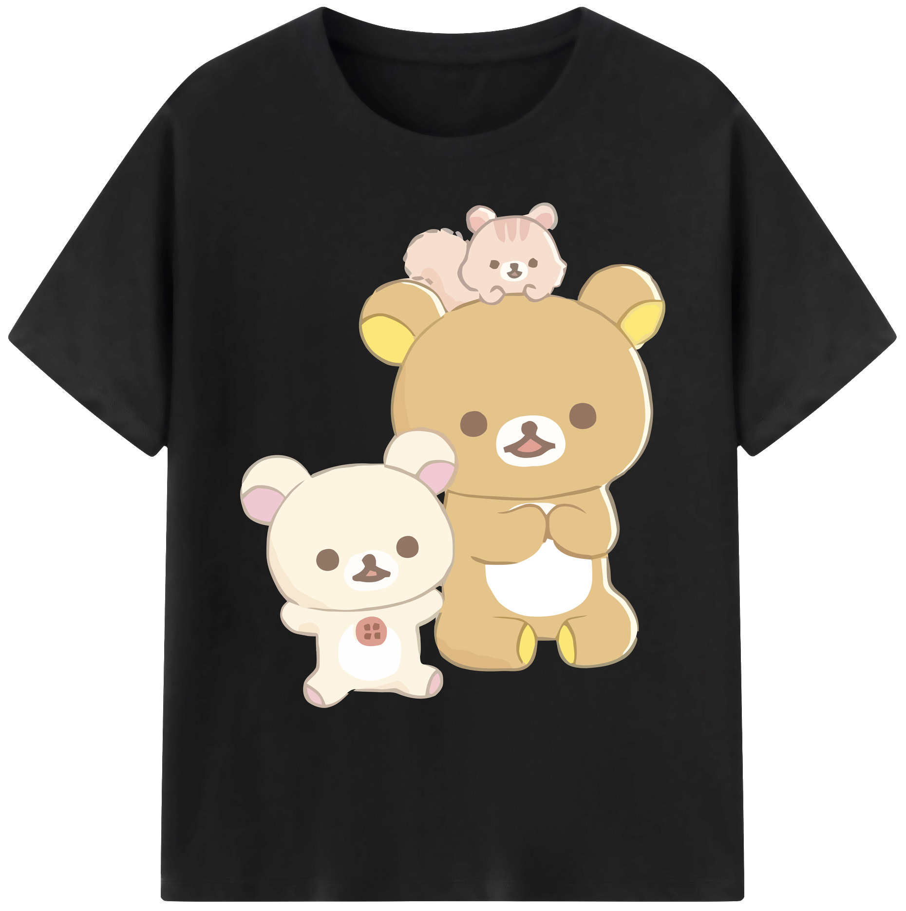 （画像用） リラックマ リラックマ キイロイトリ Rilakkuma Korilakkuma Kiiroitori 綿100％ メンズ半袖Tシャツ｜肌触りやわらか＆通気性