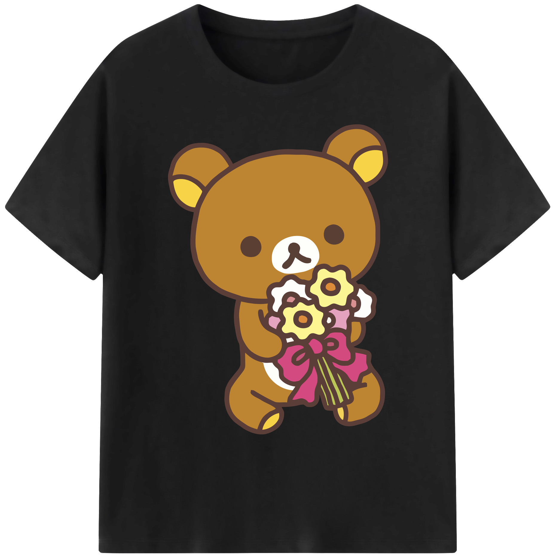 （画像用） リラックマ リラックマ キイロイトリ Rilakkuma Korilakkuma Kiiroitori 綿100％ メンズ半袖Tシャツ｜肌触りやわらか＆通気性