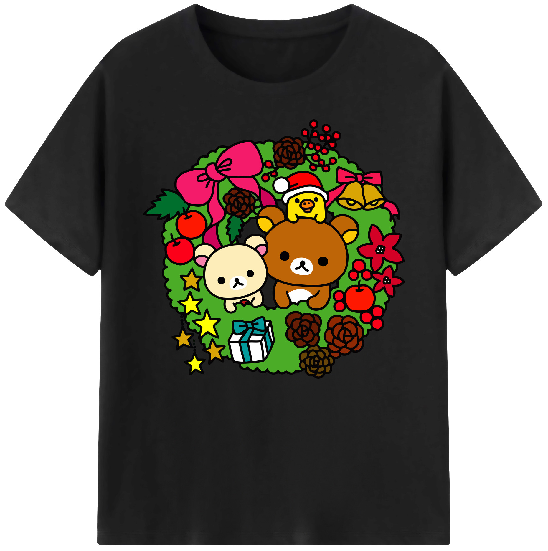 （画像用） リラックマ リラックマ キイロイトリ Rilakkuma Korilakkuma Kiiroitori 綿100％ メンズ半袖Tシャツ｜肌触りやわらか＆通気性