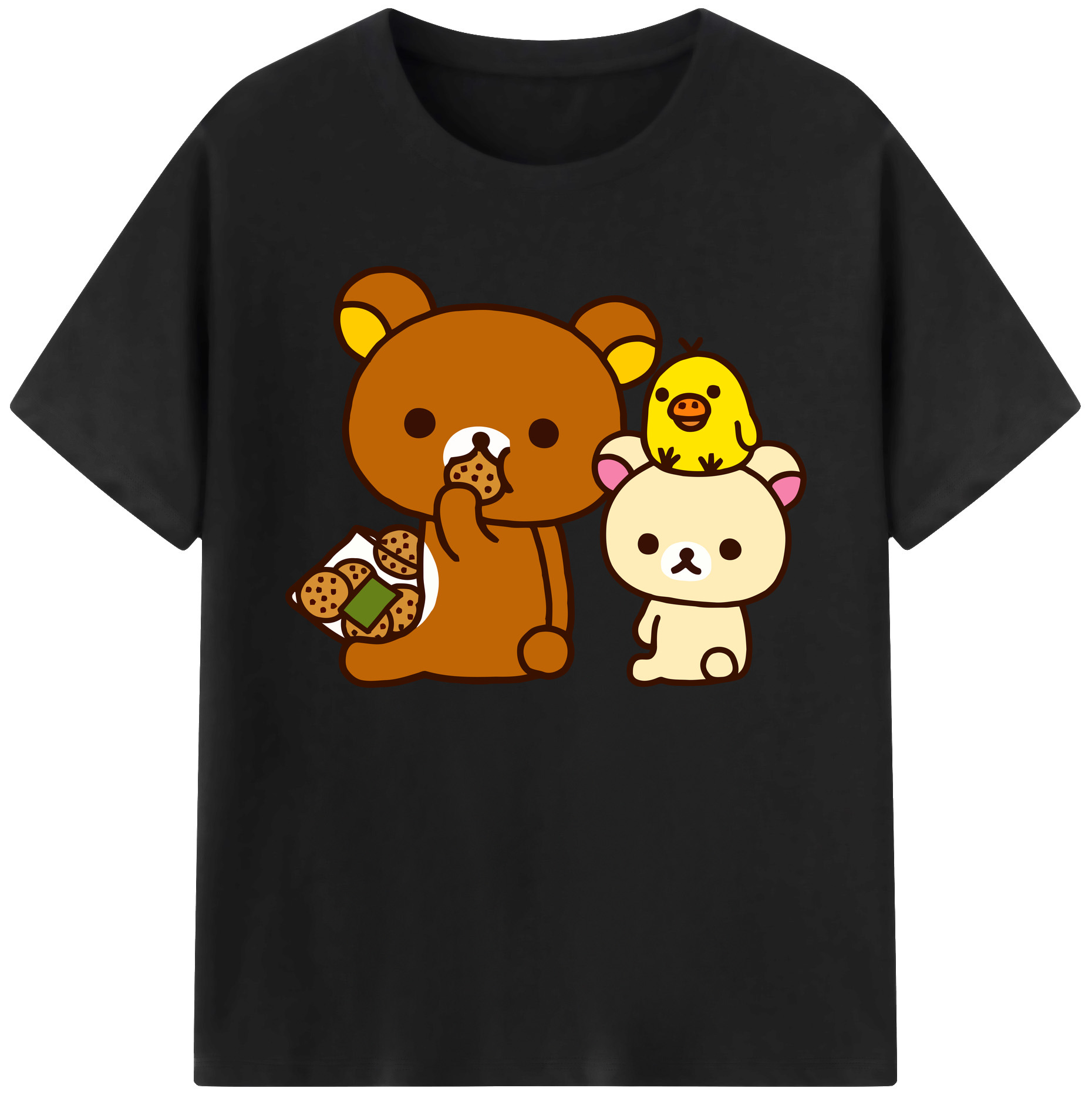 （画像用） リラックマ リラックマ キイロイトリ Rilakkuma Korilakkuma Kiiroitori 綿100％ メンズ半袖Tシャツ｜肌触りやわらか＆通気性