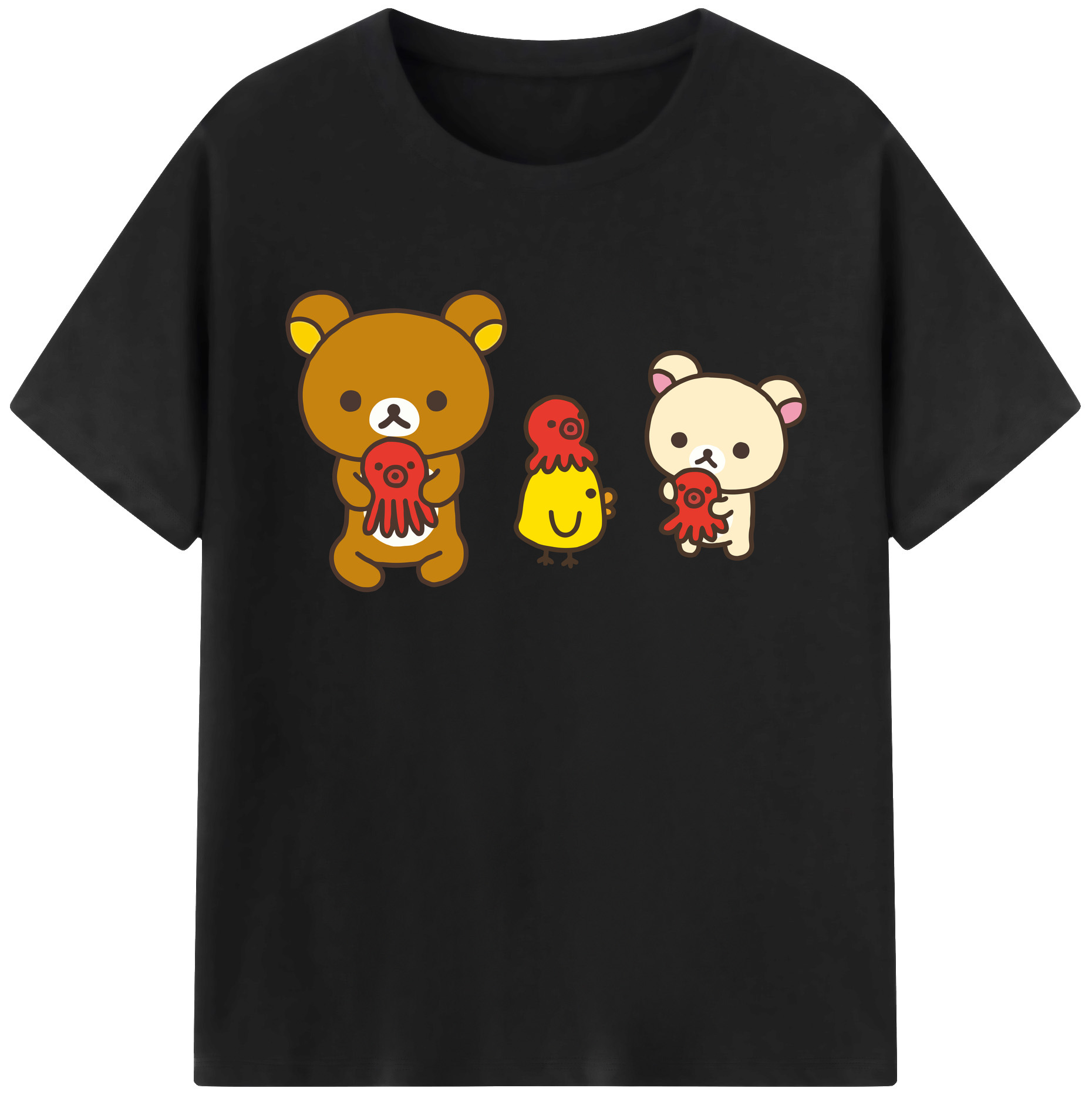 （画像用） リラックマ リラックマ キイロイトリ Rilakkuma Korilakkuma Kiiroitori 綿100％ メンズ半袖Tシャツ｜肌触りやわらか＆通気性