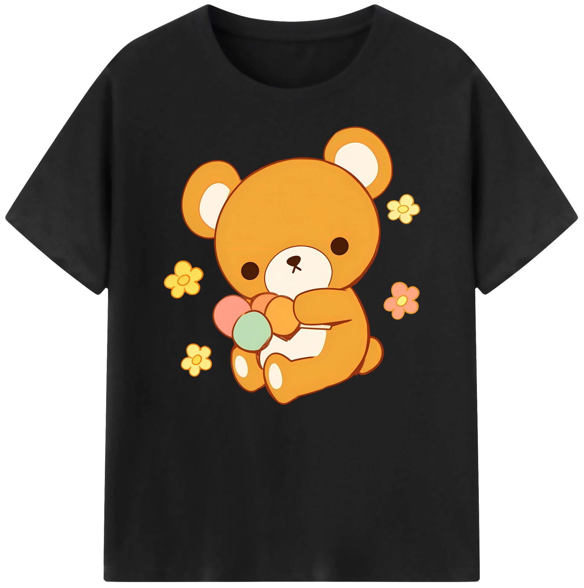 （画像用） リラックマ リラックマ キイロイトリ Rilakkuma Korilakkuma Kiiroitori 綿100％ メンズ半袖Tシャツ｜肌触りやわらか＆通気性