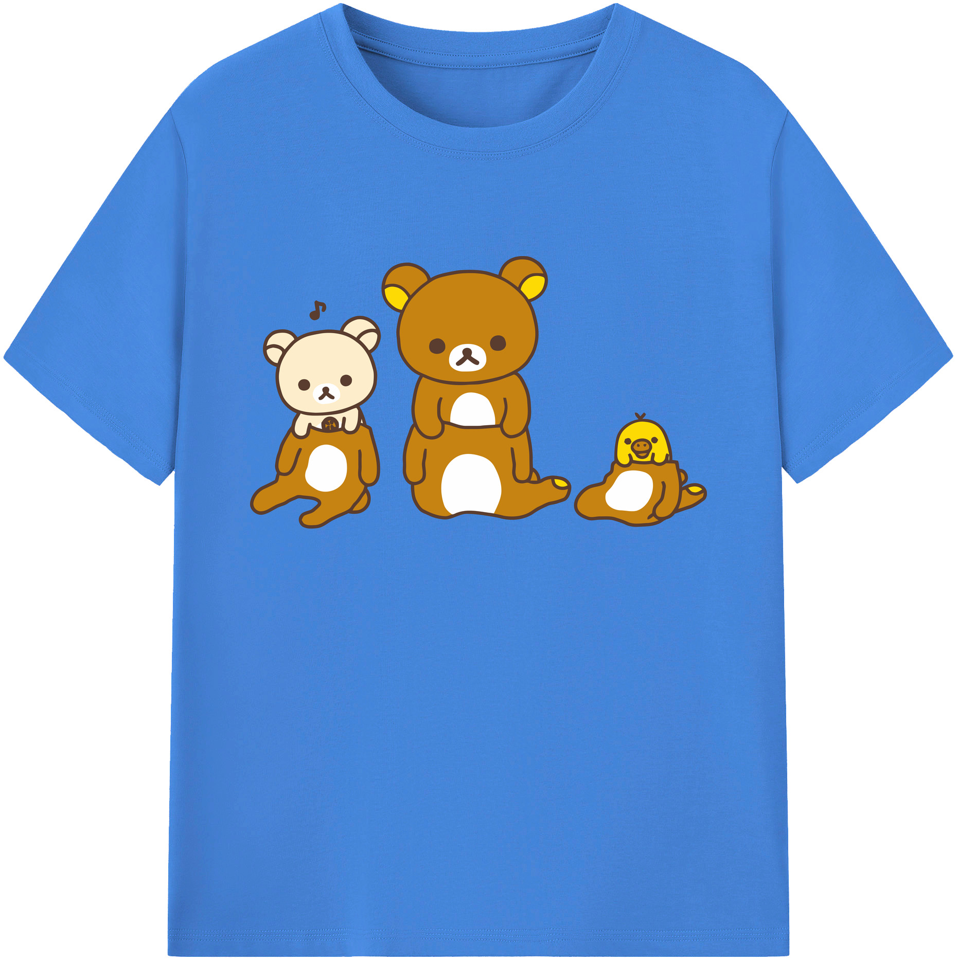 （画像用） リラックマ リラックマ キイロイトリ Rilakkuma Korilakkuma Kiiroitori 綿100％ メンズ半袖Tシャツ｜肌触りやわらか＆通気性