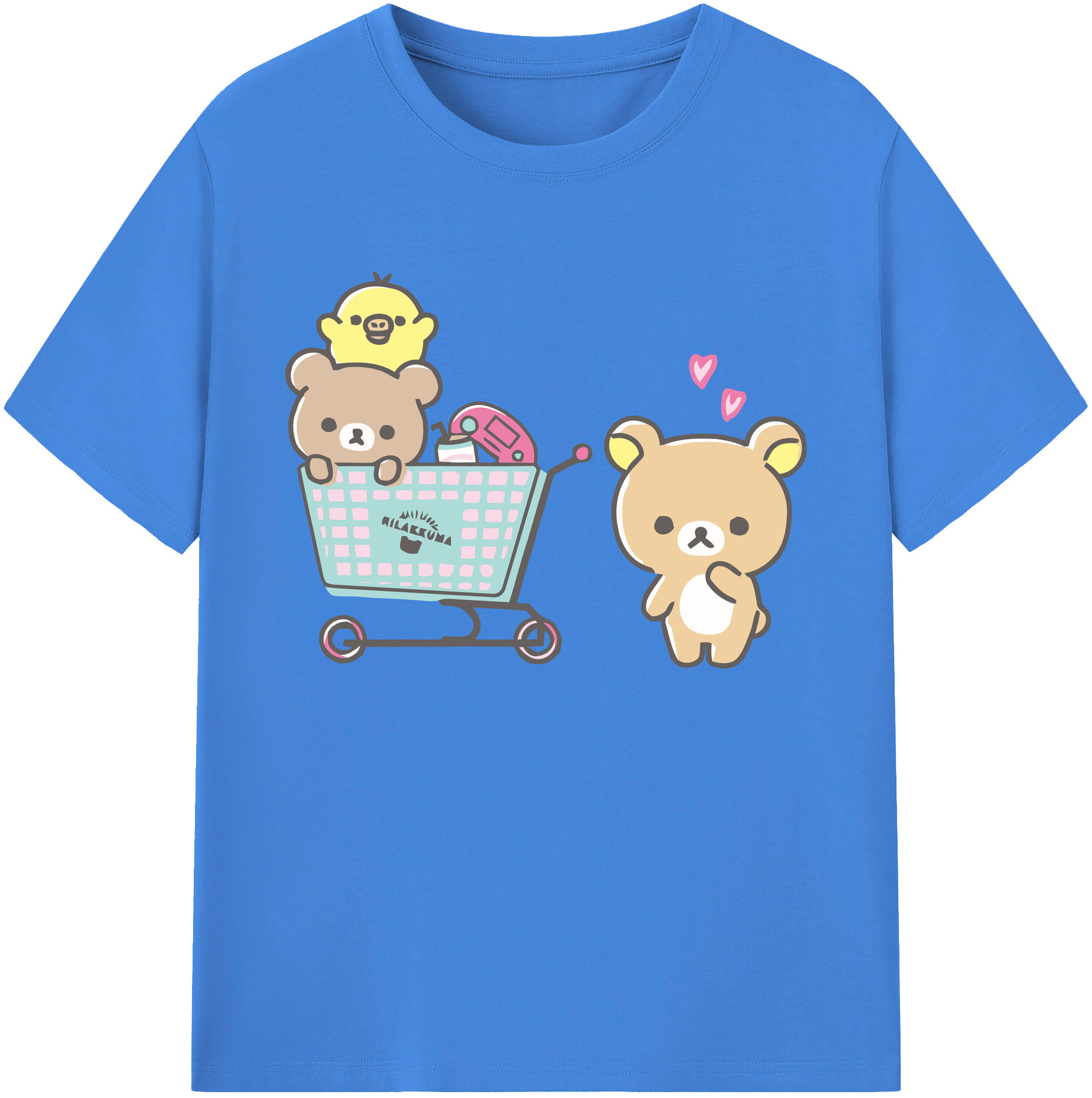 （画像用） リラックマ リラックマ キイロイトリ Rilakkuma Korilakkuma Kiiroitori 綿100％ メンズ半袖Tシャツ｜肌触りやわらか＆通気性