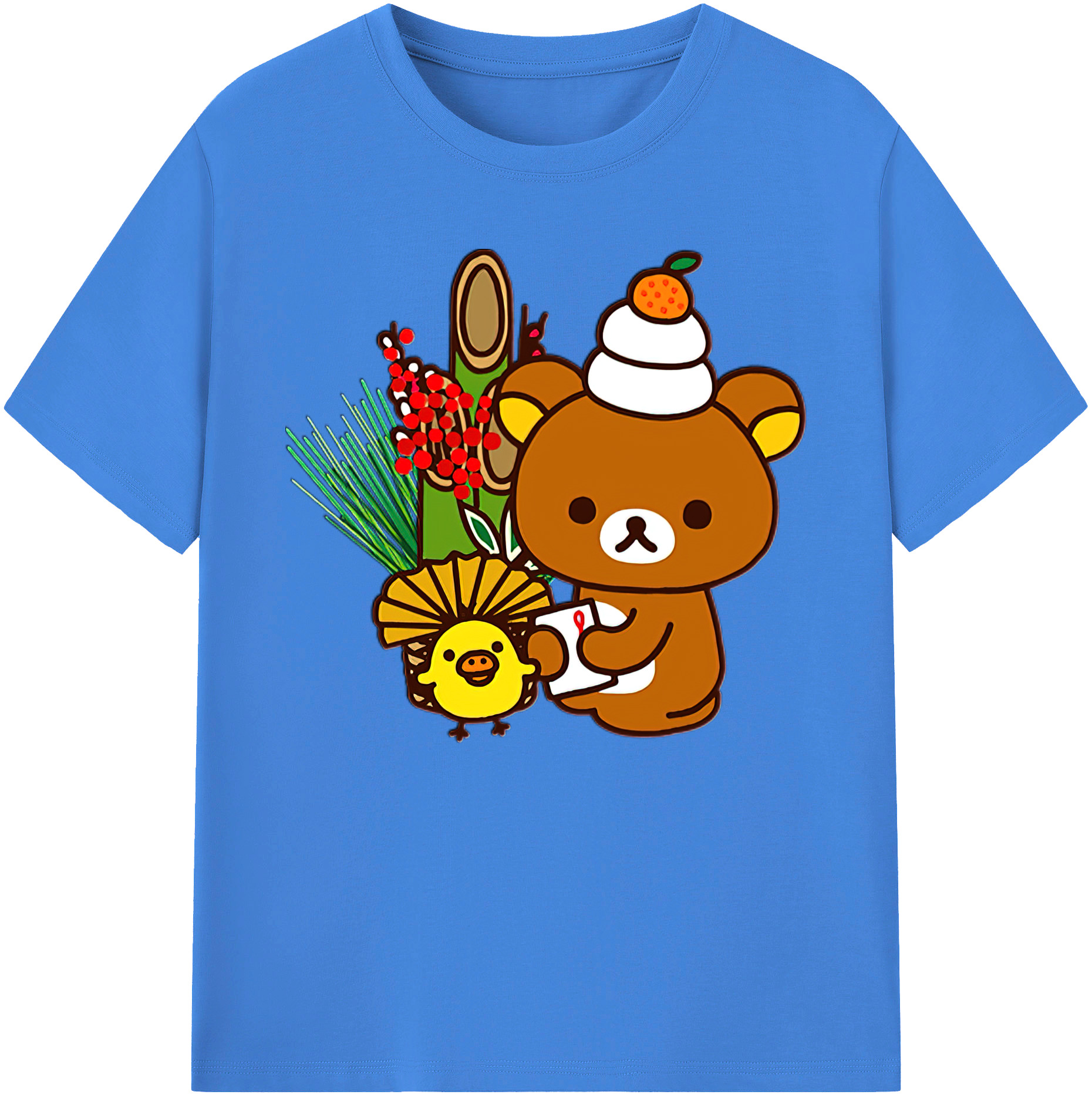 （画像用） リラックマ リラックマ キイロイトリ Rilakkuma Korilakkuma Kiiroitori 綿100％ メンズ半袖Tシャツ｜肌触りやわらか＆通気性