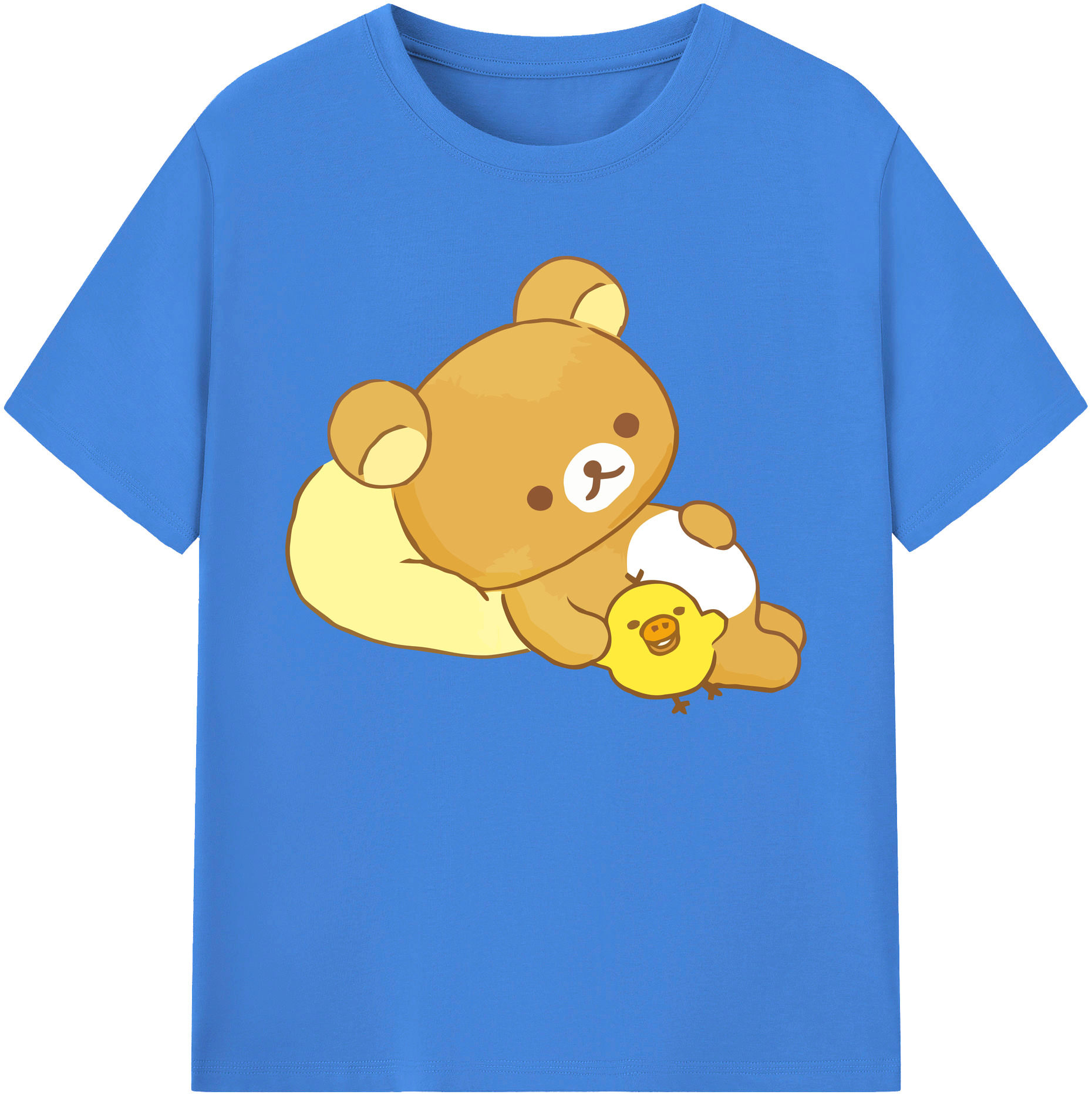 （画像用） リラックマ リラックマ キイロイトリ Rilakkuma Korilakkuma Kiiroitori 綿100％ メンズ半袖Tシャツ｜肌触りやわらか＆通気性