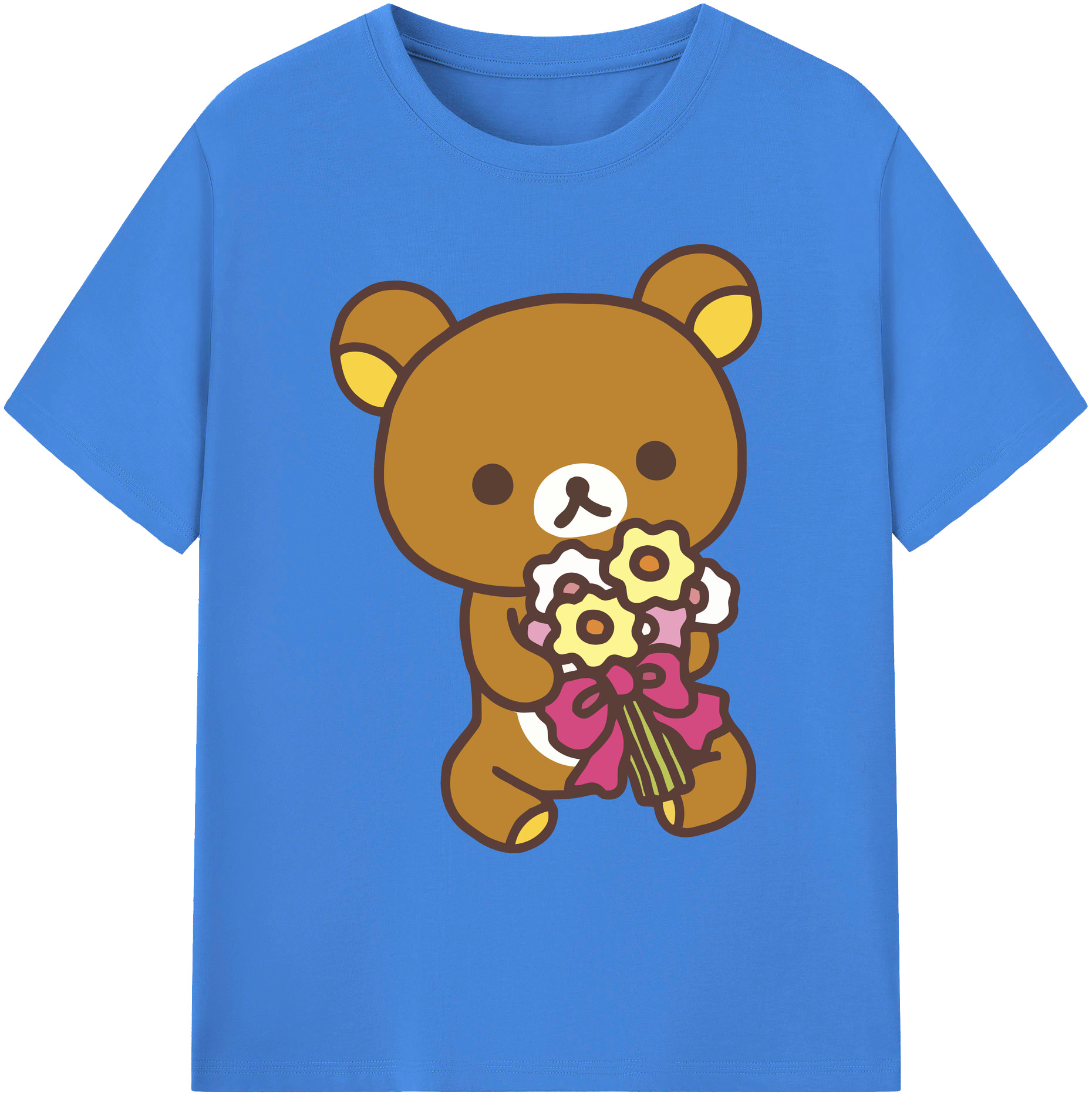 （画像用） リラックマ リラックマ キイロイトリ Rilakkuma Korilakkuma Kiiroitori 綿100％ メンズ半袖Tシャツ｜肌触りやわらか＆通気性