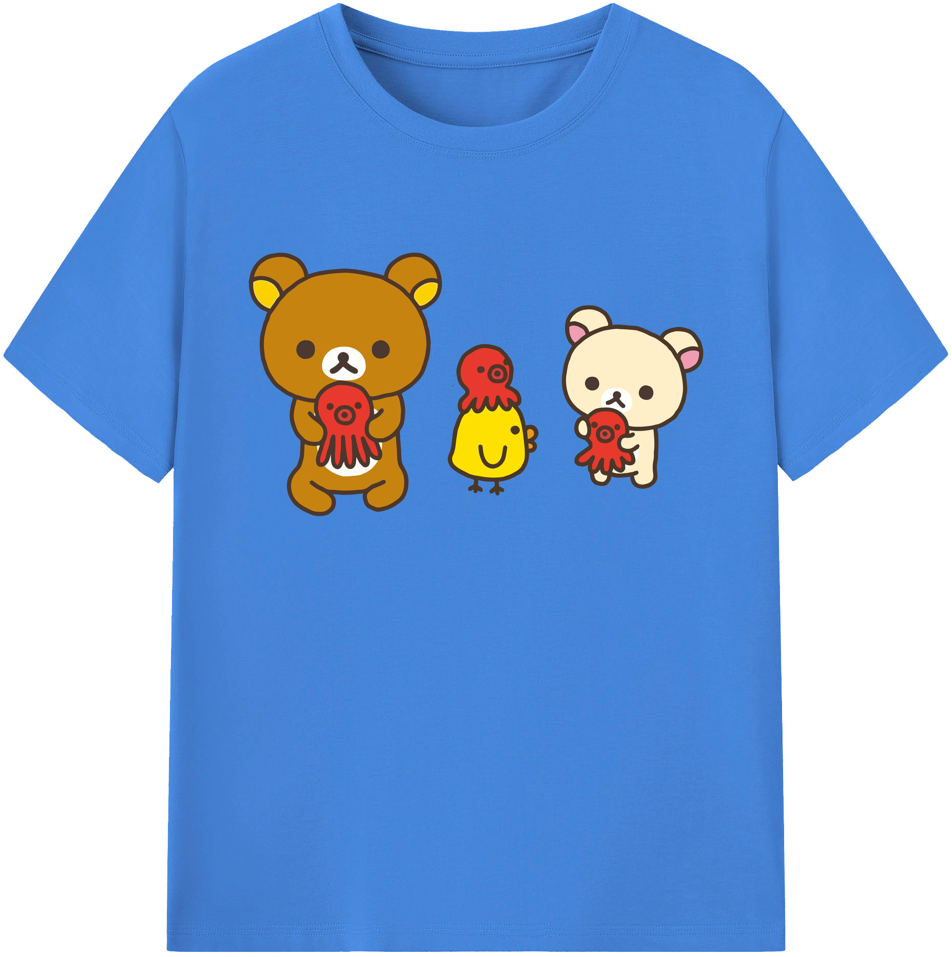 （画像用） リラックマ リラックマ キイロイトリ Rilakkuma Korilakkuma Kiiroitori 綿100％ メンズ半袖Tシャツ｜肌触りやわらか＆通気性