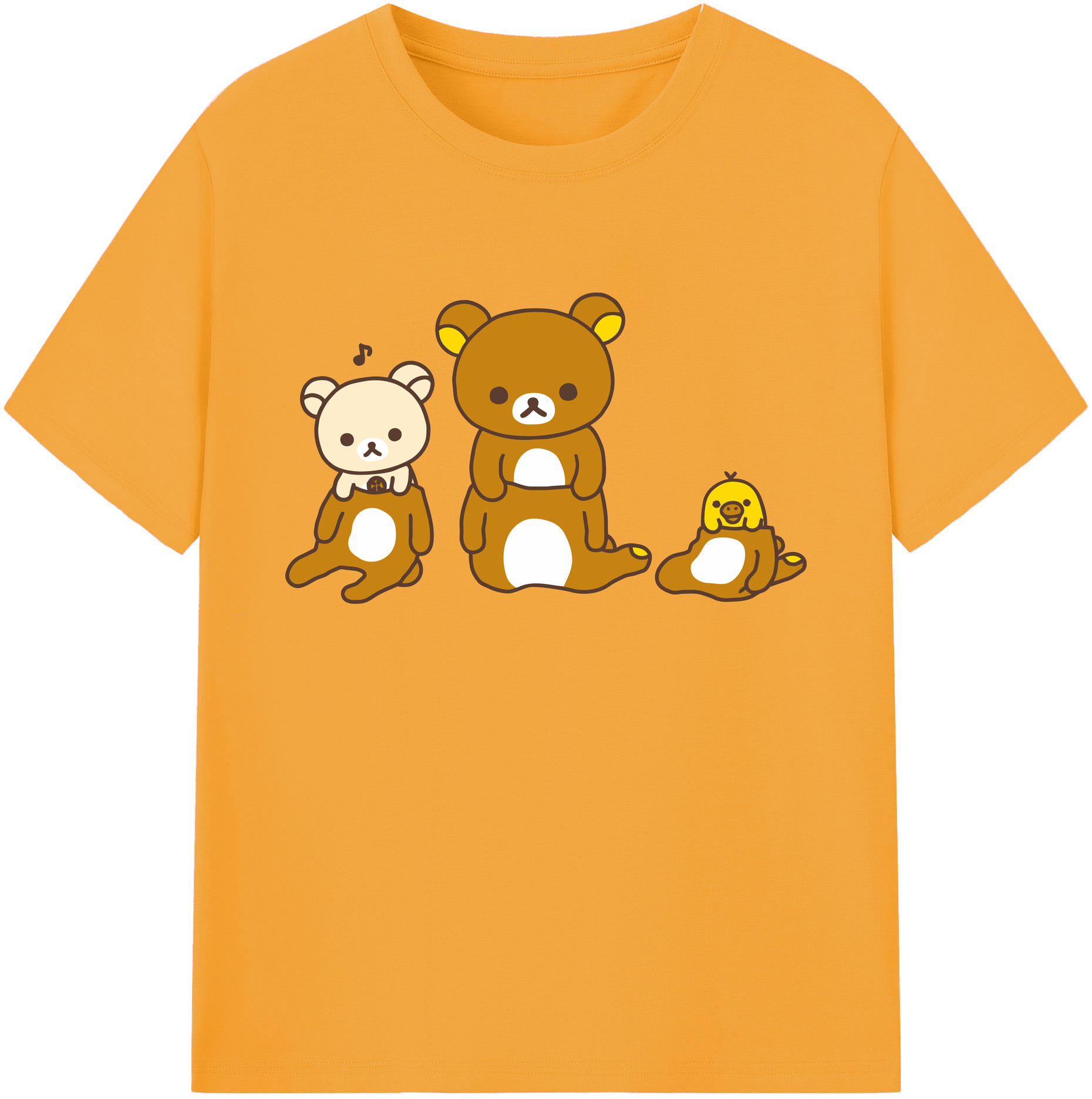 （画像用） リラックマ リラックマ キイロイトリ Rilakkuma Korilakkuma Kiiroitori 綿100％ メンズ半袖Tシャツ｜肌触りやわらか＆通気性