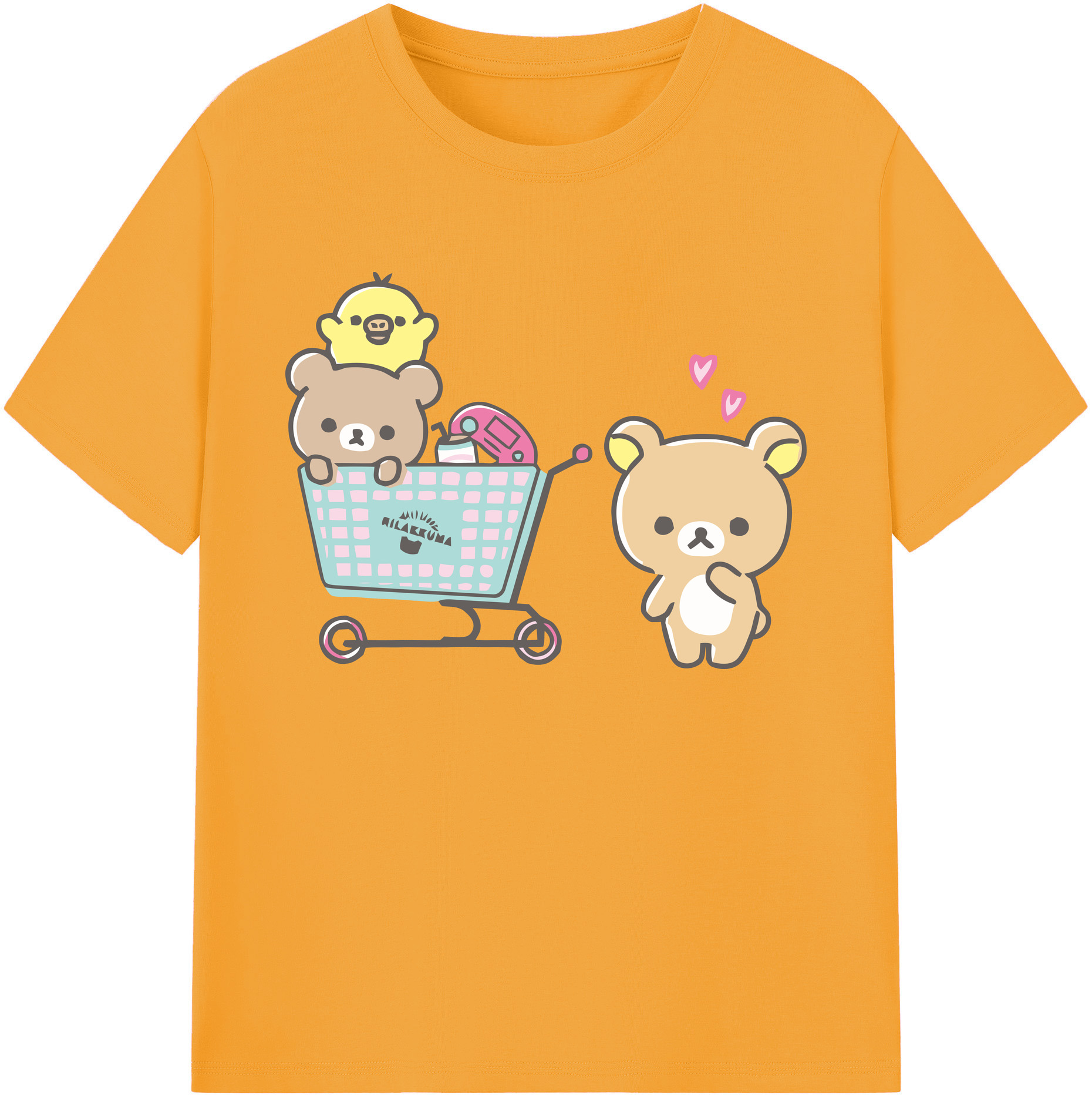 （画像用） リラックマ リラックマ キイロイトリ Rilakkuma Korilakkuma Kiiroitori 綿100％ メンズ半袖Tシャツ｜肌触りやわらか＆通気性