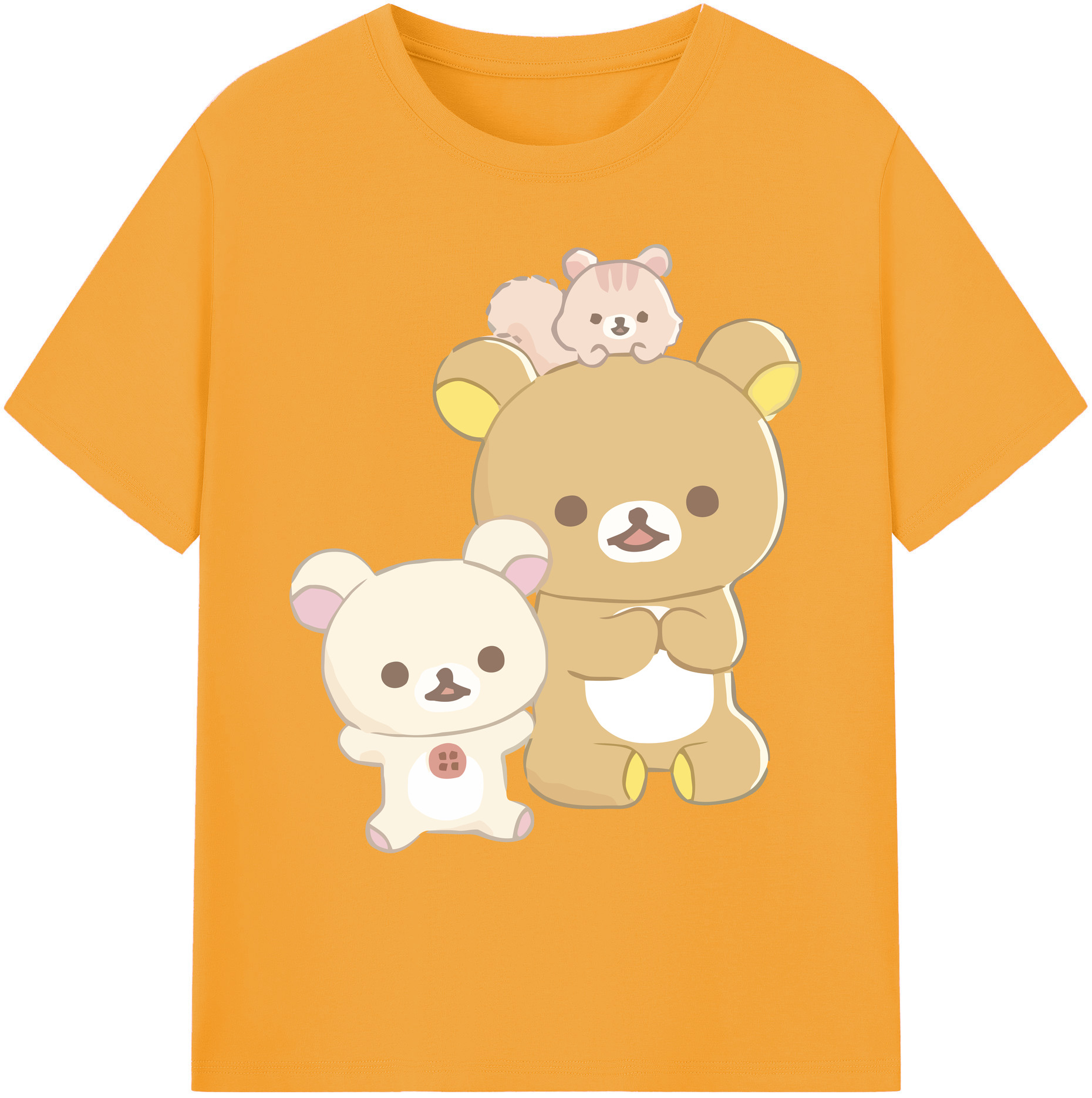 （画像用） リラックマ リラックマ キイロイトリ Rilakkuma Korilakkuma Kiiroitori 綿100％ メンズ半袖Tシャツ｜肌触りやわらか＆通気性