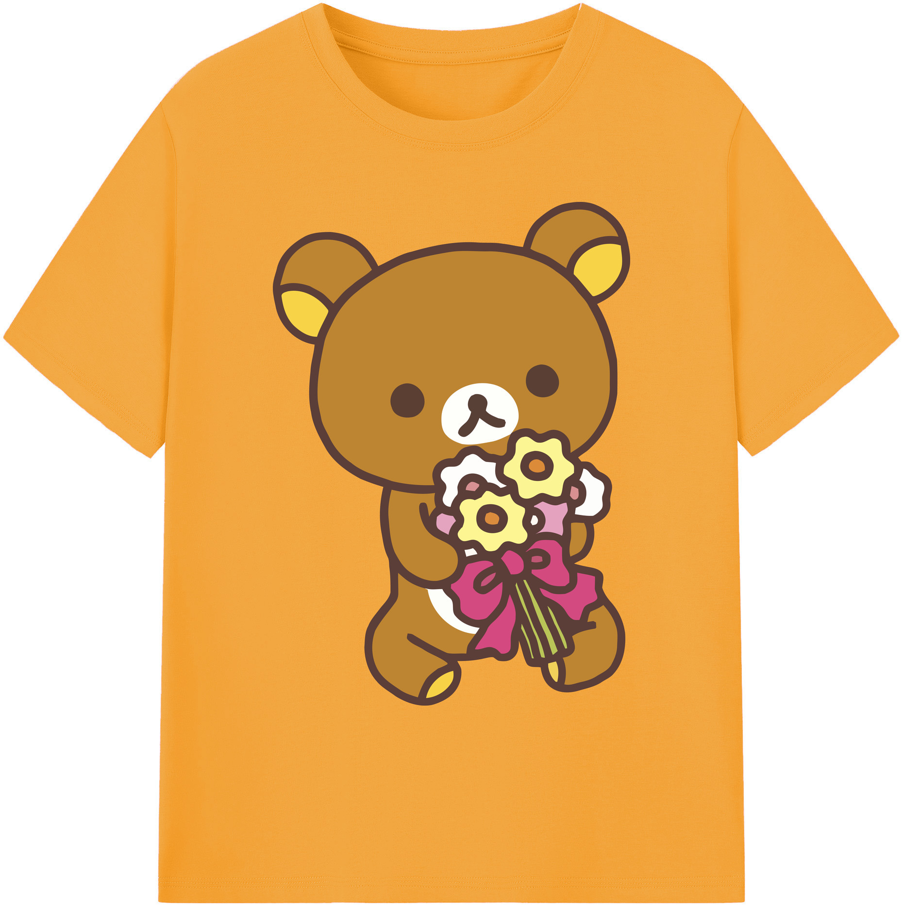 （画像用） リラックマ リラックマ キイロイトリ Rilakkuma Korilakkuma Kiiroitori 綿100％ メンズ半袖Tシャツ｜肌触りやわらか＆通気性