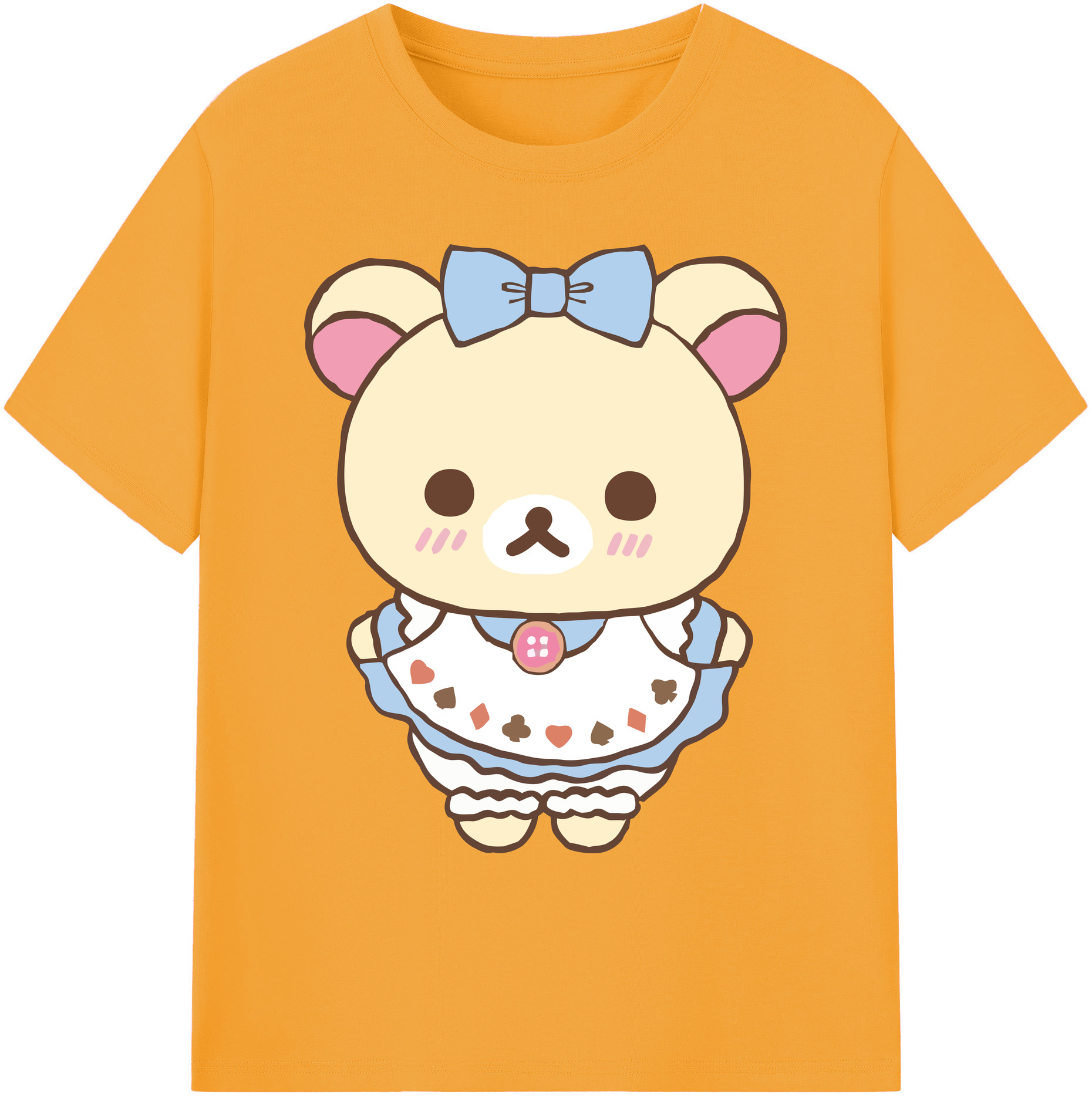 （画像用） リラックマ リラックマ キイロイトリ Rilakkuma Korilakkuma Kiiroitori 綿100％ メンズ半袖Tシャツ｜肌触りやわらか＆通気性