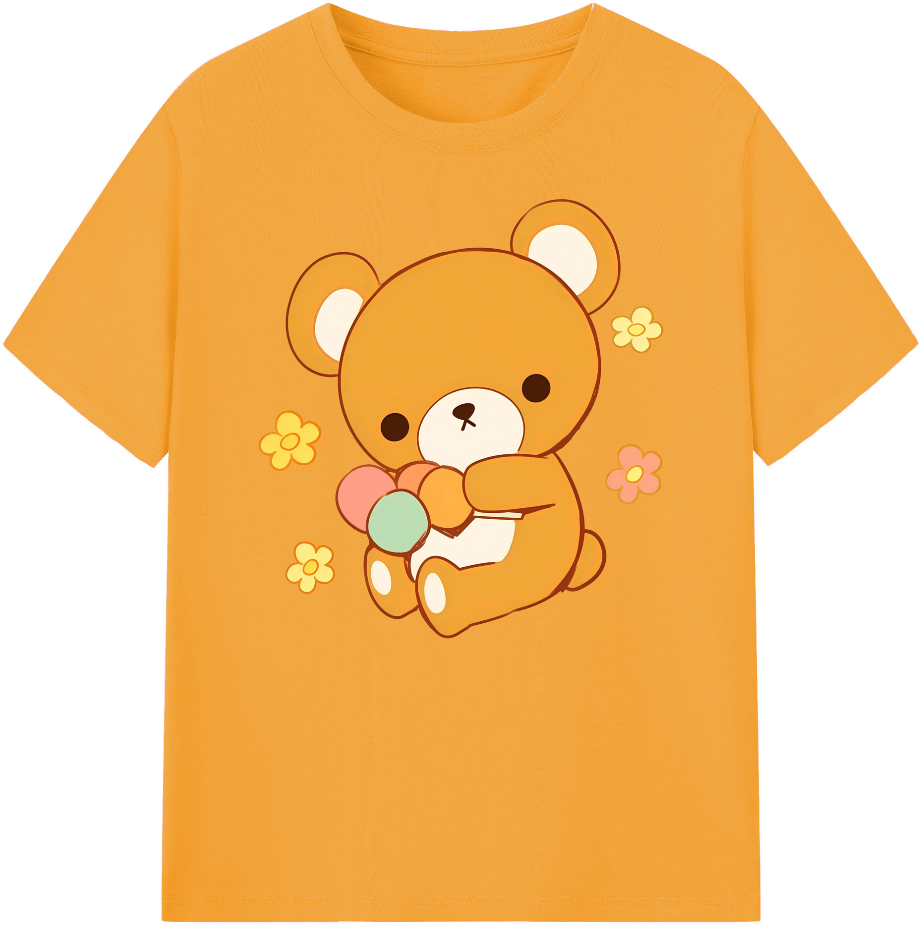 （画像用） リラックマ リラックマ キイロイトリ Rilakkuma Korilakkuma Kiiroitori 綿100％ メンズ半袖Tシャツ｜肌触りやわらか＆通気性