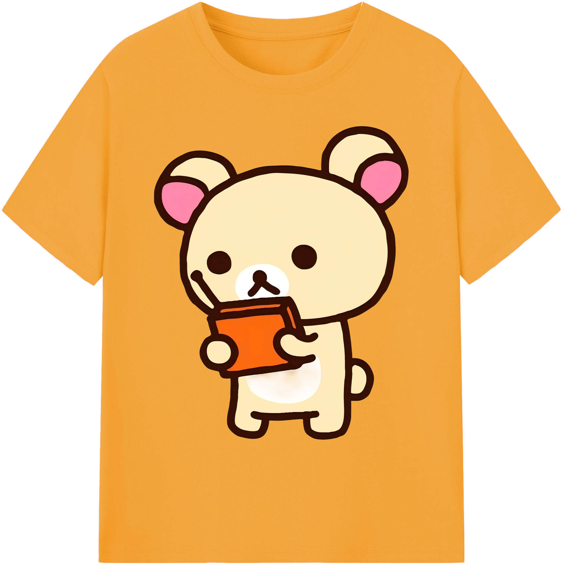 （画像用） リラックマ リラックマ キイロイトリ Rilakkuma Korilakkuma Kiiroitori 綿100％ メンズ半袖Tシャツ｜肌触りやわらか＆通気性