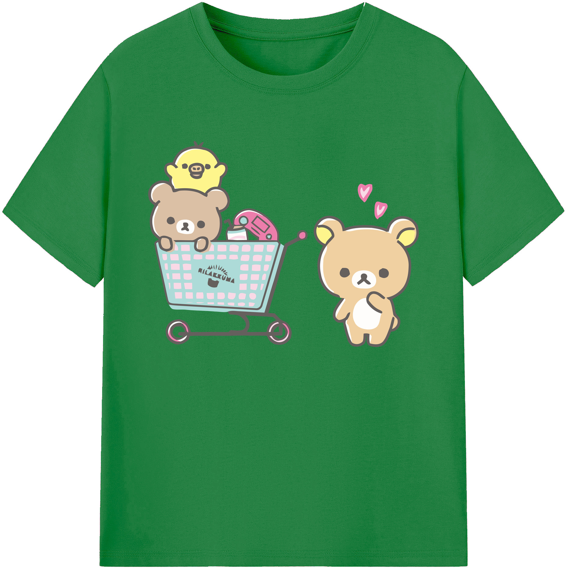 （画像用） リラックマ リラックマ キイロイトリ Rilakkuma Korilakkuma Kiiroitori 綿100％ メンズ半袖Tシャツ｜肌触りやわらか＆通気性