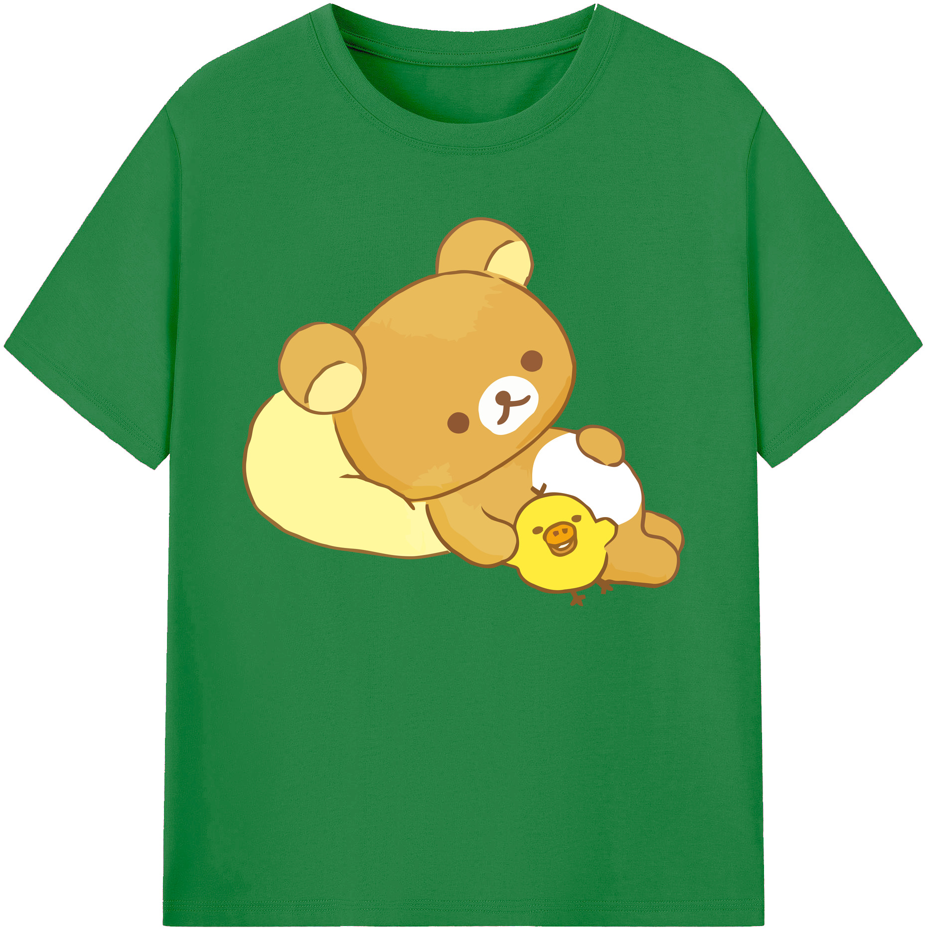 （画像用） リラックマ リラックマ キイロイトリ Rilakkuma Korilakkuma Kiiroitori 綿100％ メンズ半袖Tシャツ｜肌触りやわらか＆通気性