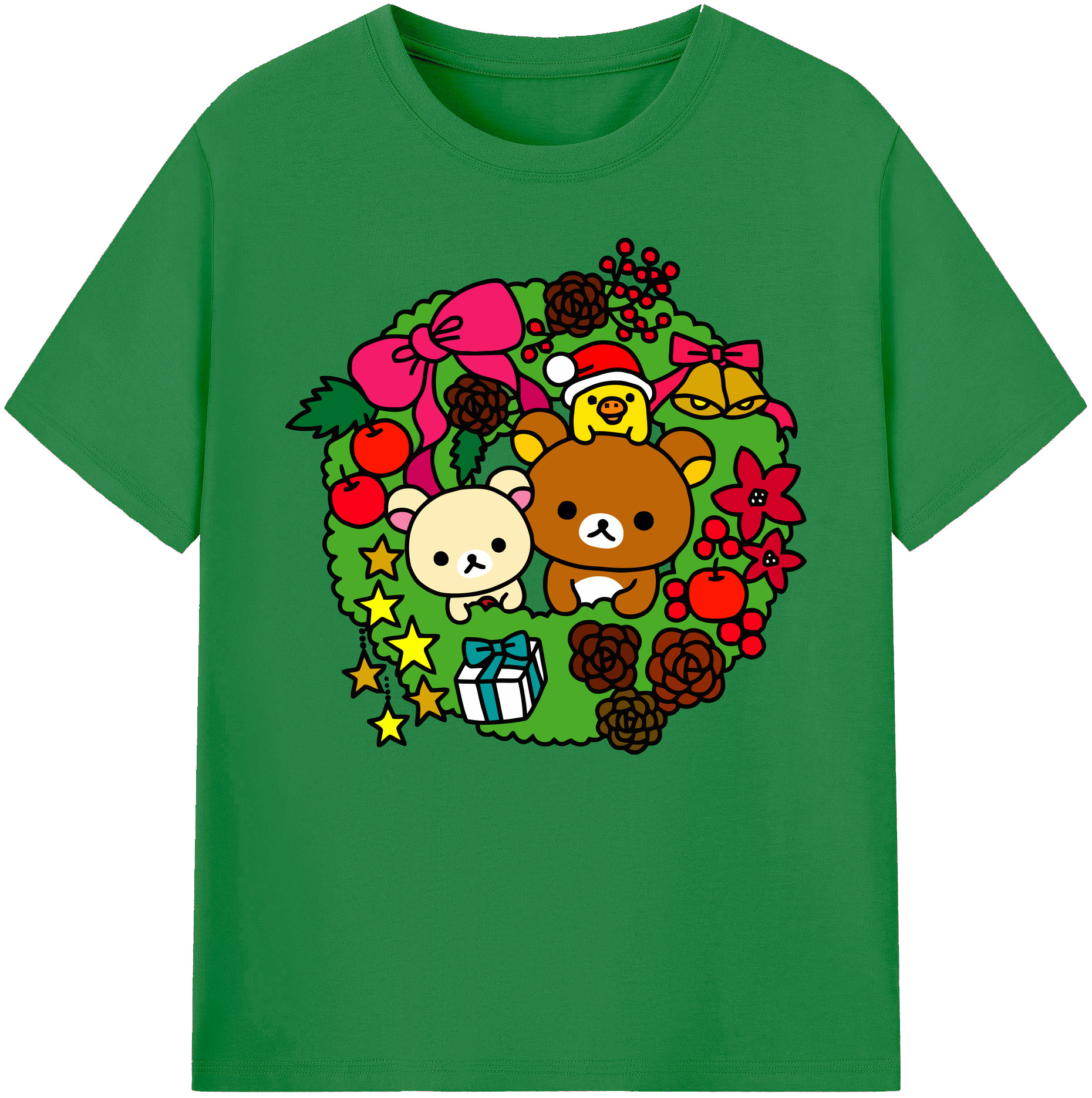 （画像用） リラックマ リラックマ キイロイトリ Rilakkuma Korilakkuma Kiiroitori 綿100％ メンズ半袖Tシャツ｜肌触りやわらか＆通気性