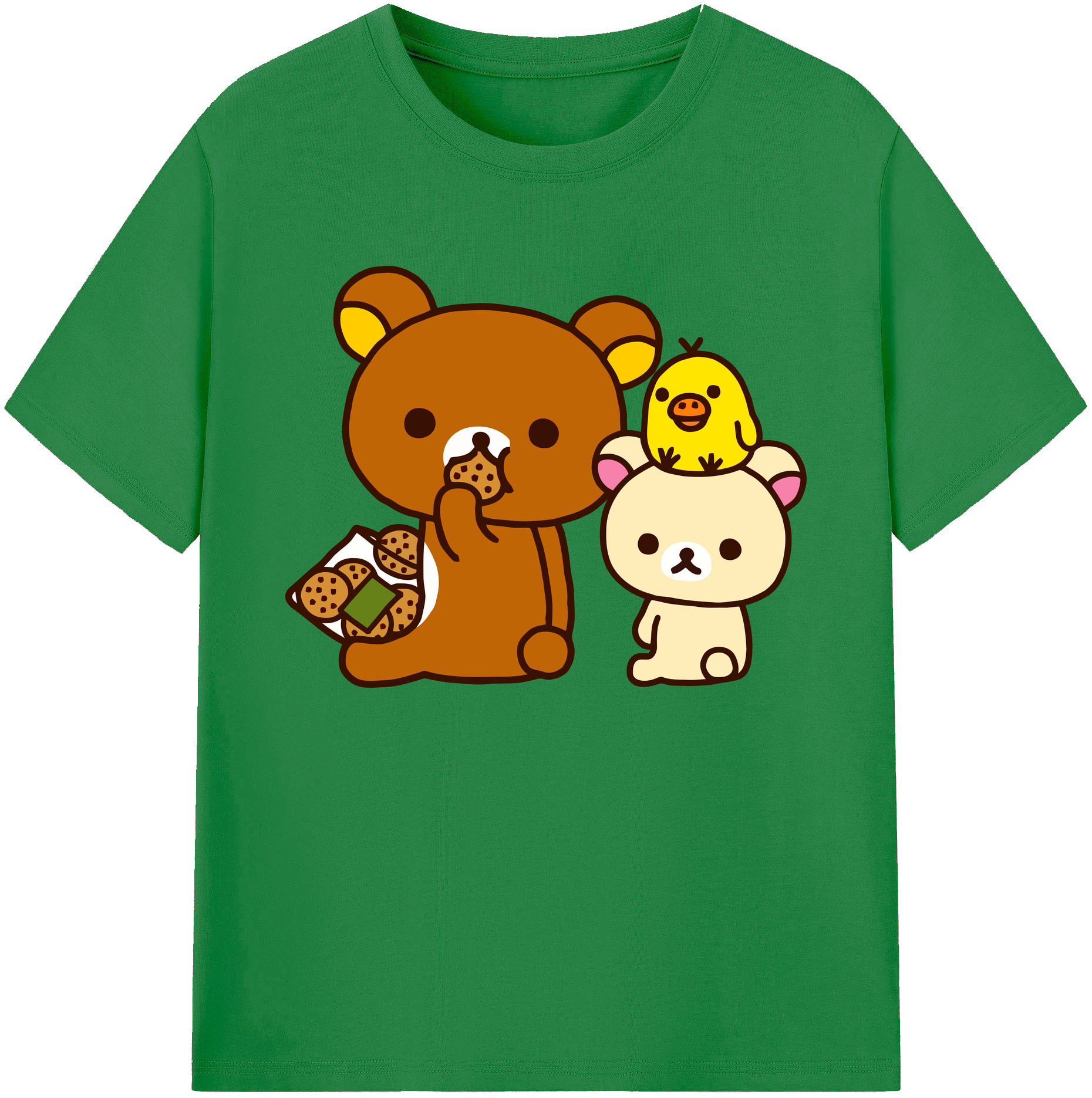 （画像用） リラックマ リラックマ キイロイトリ Rilakkuma Korilakkuma Kiiroitori 綿100％ メンズ半袖Tシャツ｜肌触りやわらか＆通気性