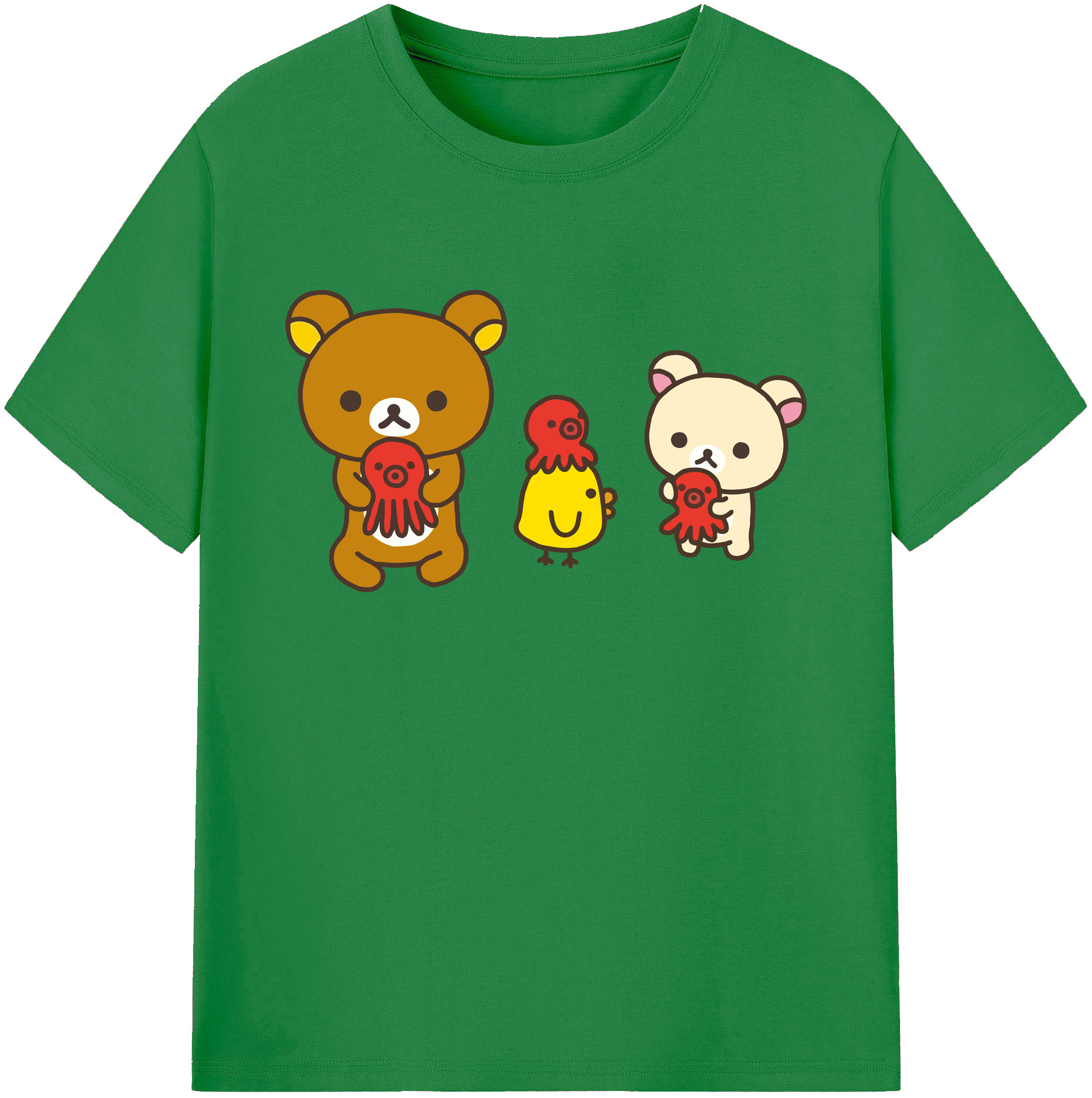 （画像用） リラックマ リラックマ キイロイトリ Rilakkuma Korilakkuma Kiiroitori 綿100％ メンズ半袖Tシャツ｜肌触りやわらか＆通気性