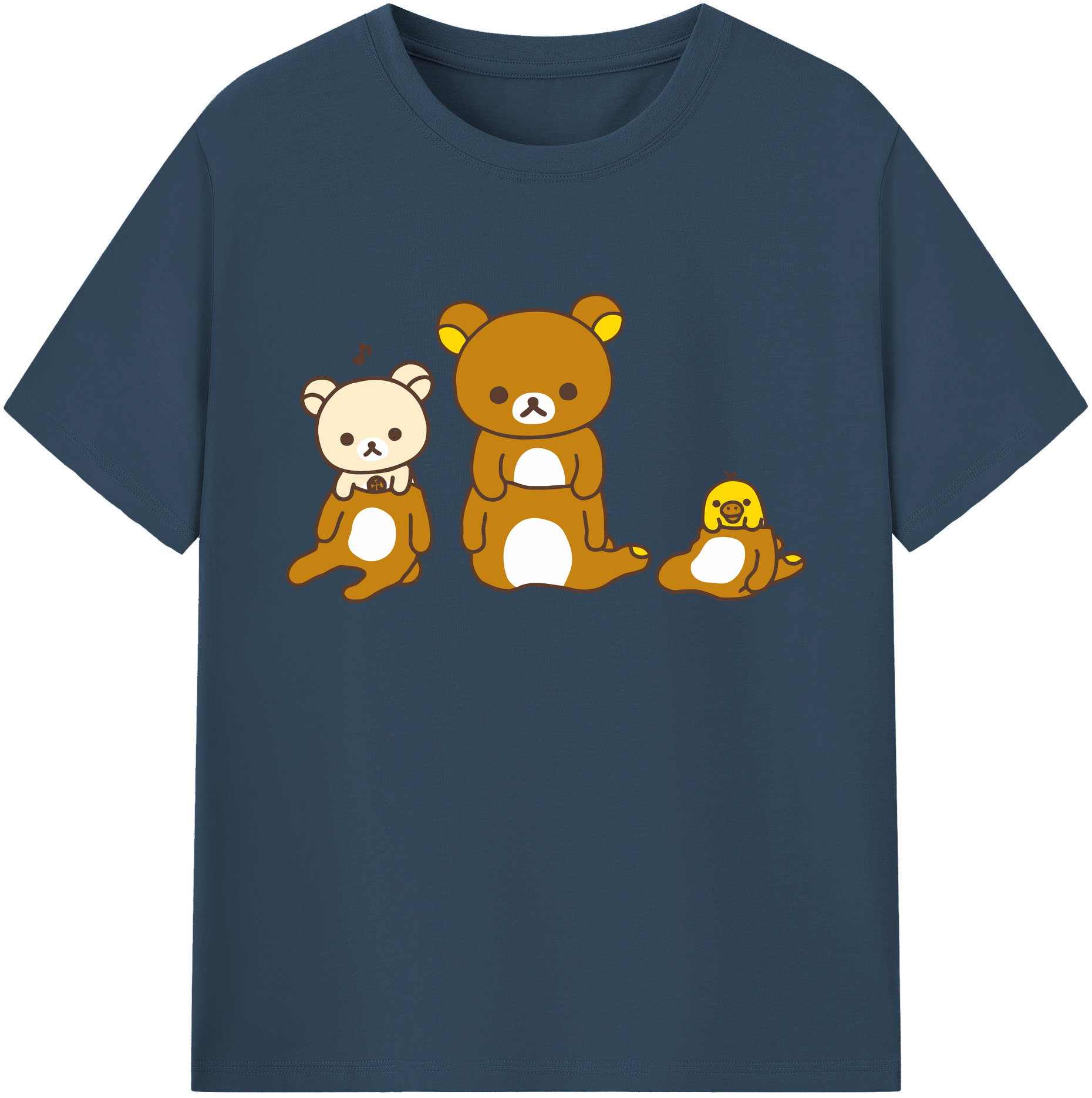 （画像用） リラックマ リラックマ キイロイトリ Rilakkuma Korilakkuma Kiiroitori 綿100％ メンズ半袖Tシャツ｜肌触りやわらか＆通気性
