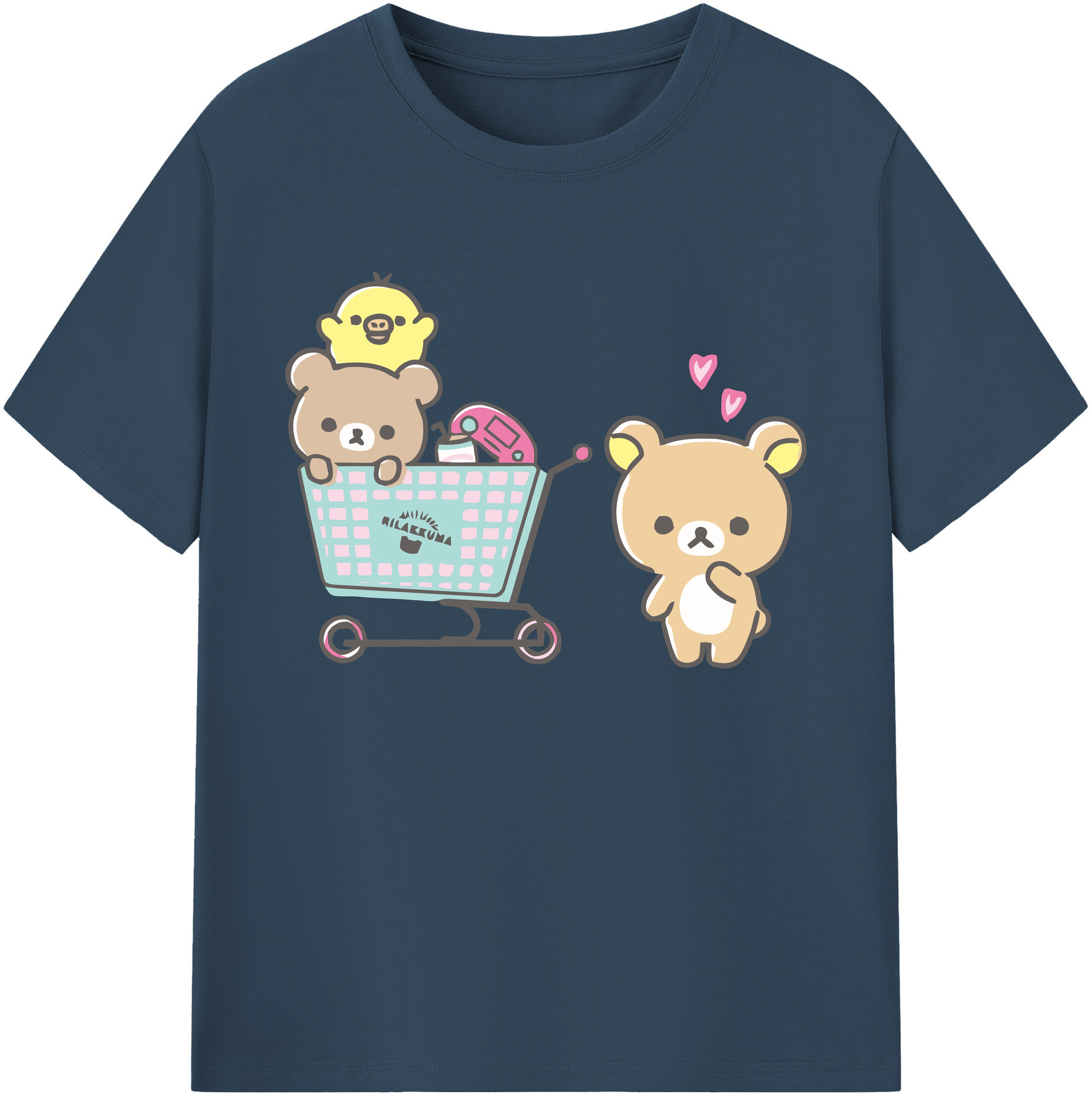 （画像用） リラックマ リラックマ キイロイトリ Rilakkuma Korilakkuma Kiiroitori 綿100％ メンズ半袖Tシャツ｜肌触りやわらか＆通気性