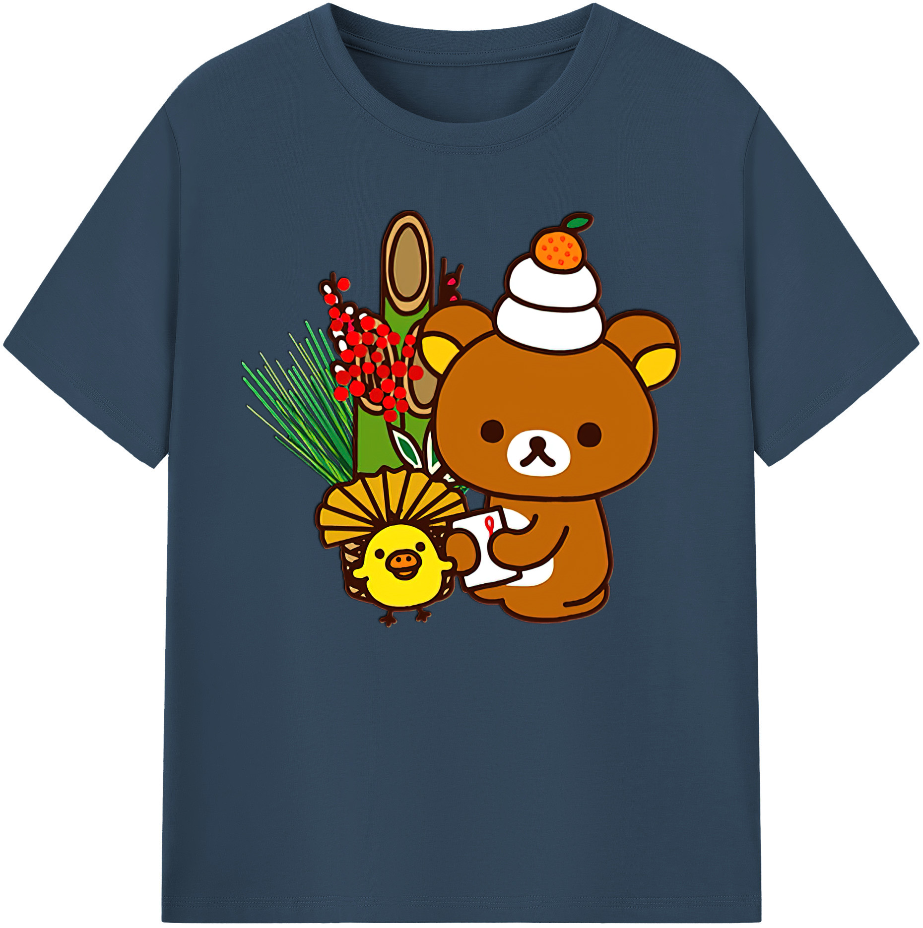 （画像用） リラックマ リラックマ キイロイトリ Rilakkuma Korilakkuma Kiiroitori 綿100％ メンズ半袖Tシャツ｜肌触りやわらか＆通気性