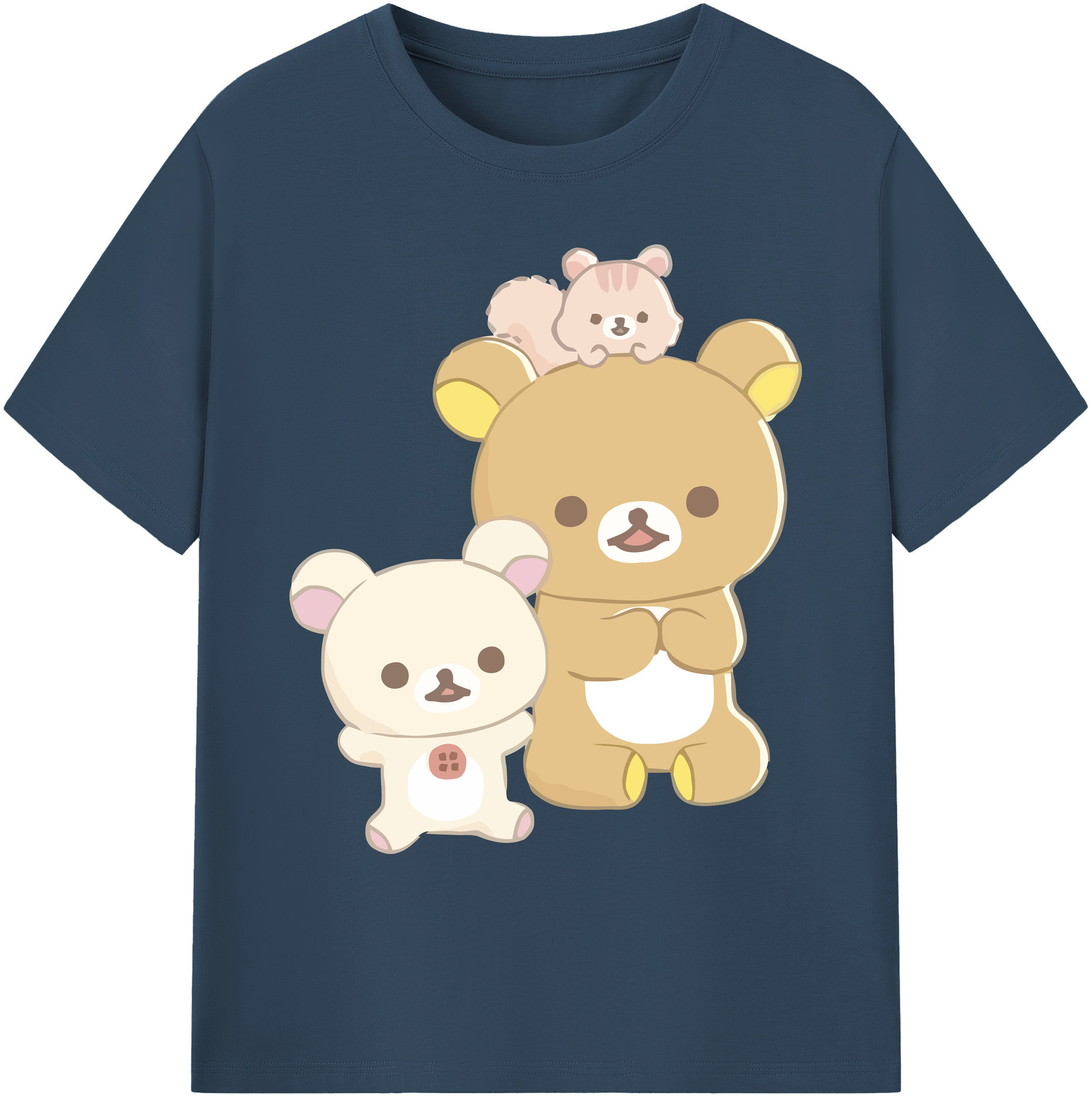 （画像用） リラックマ リラックマ キイロイトリ Rilakkuma Korilakkuma Kiiroitori 綿100％ メンズ半袖Tシャツ｜肌触りやわらか＆通気性