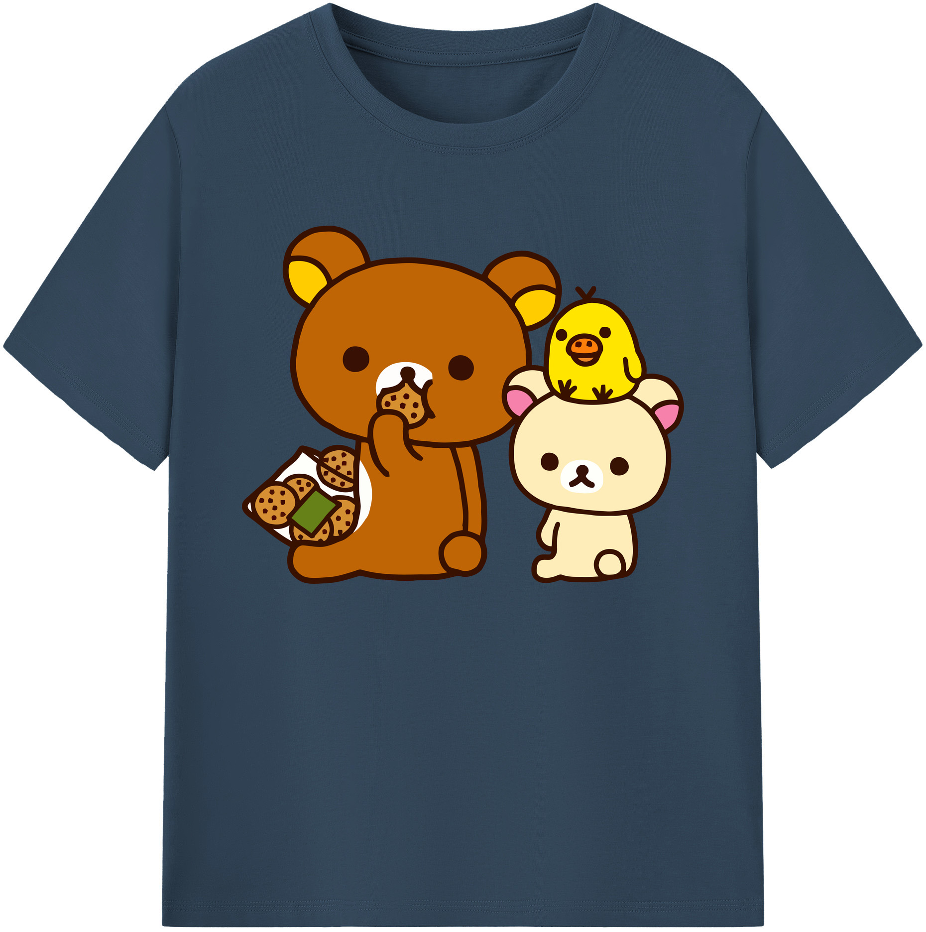 （画像用） リラックマ リラックマ キイロイトリ Rilakkuma Korilakkuma Kiiroitori 綿100％ メンズ半袖Tシャツ｜肌触りやわらか＆通気性