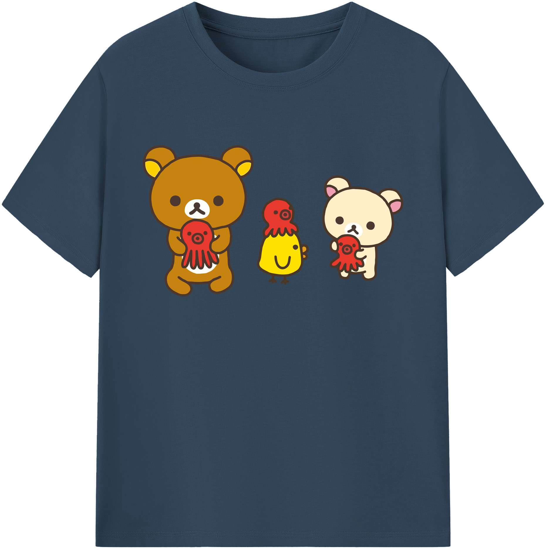 （画像用） リラックマ リラックマ キイロイトリ Rilakkuma Korilakkuma Kiiroitori 綿100％ メンズ半袖Tシャツ｜肌触りやわらか＆通気性