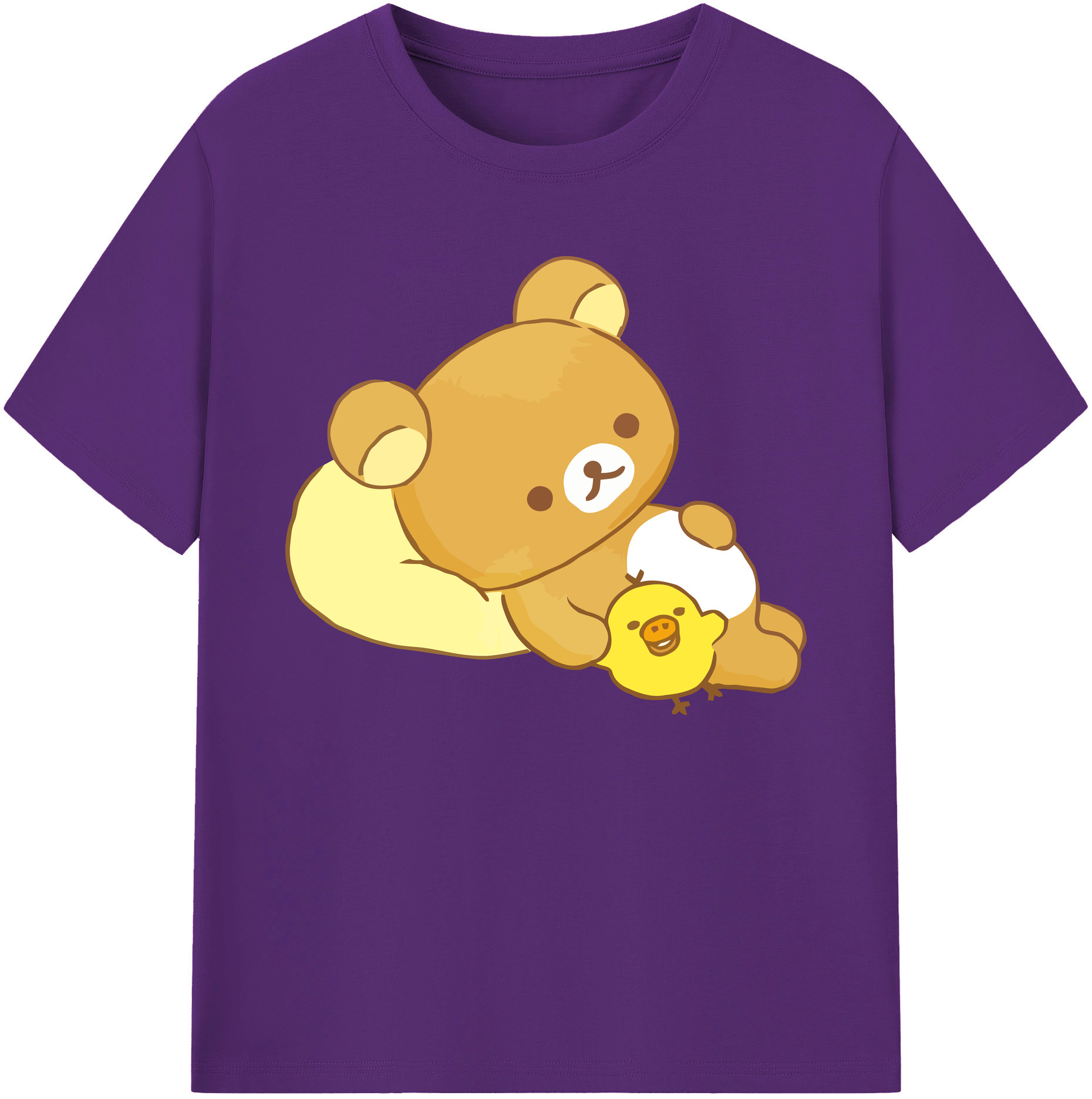 （画像用） リラックマ リラックマ キイロイトリ Rilakkuma Korilakkuma Kiiroitori 綿100％ メンズ半袖Tシャツ｜肌触りやわらか＆通気性