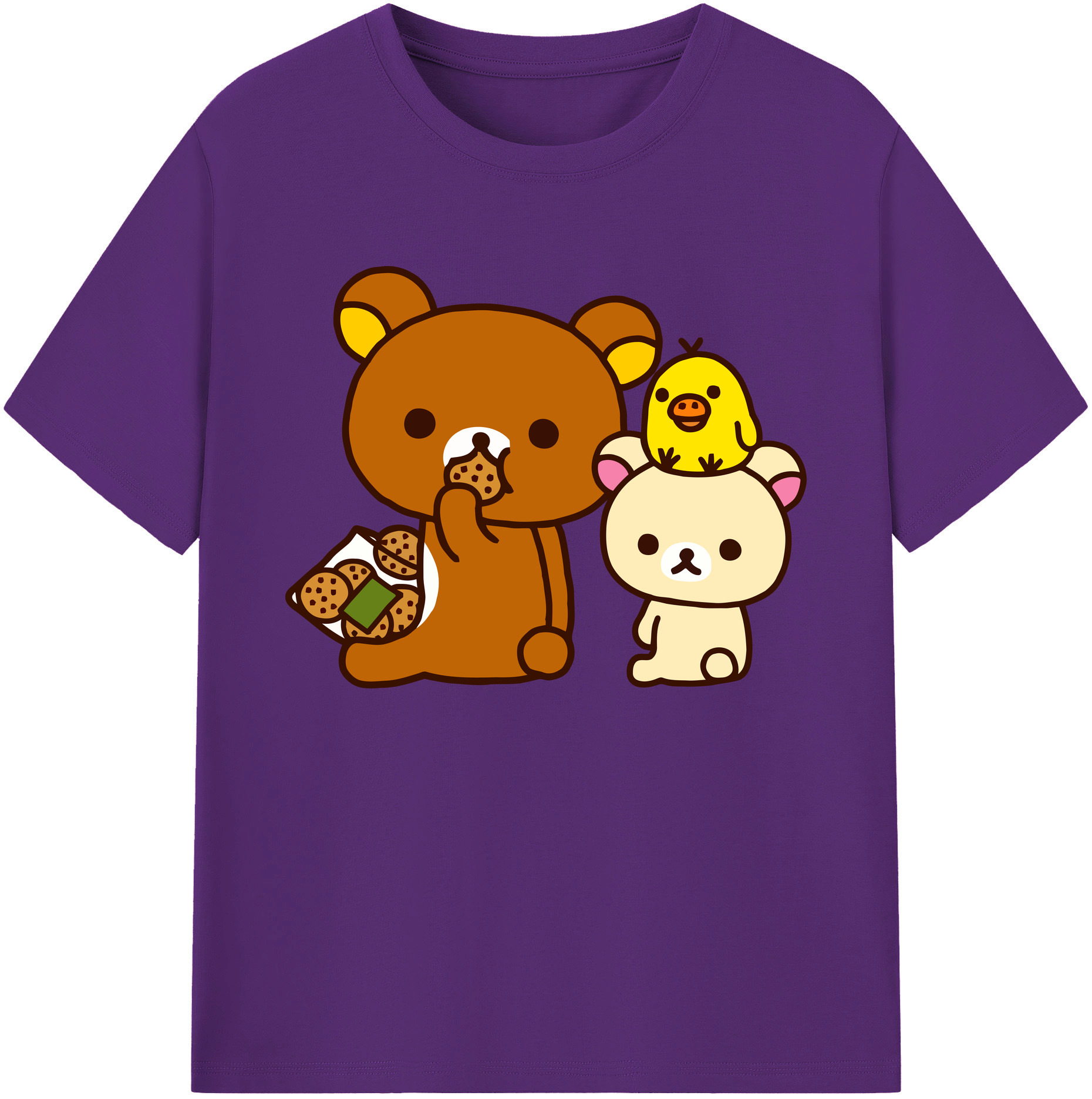 （画像用） リラックマ リラックマ キイロイトリ Rilakkuma Korilakkuma Kiiroitori 綿100％ メンズ半袖Tシャツ｜肌触りやわらか＆通気性
