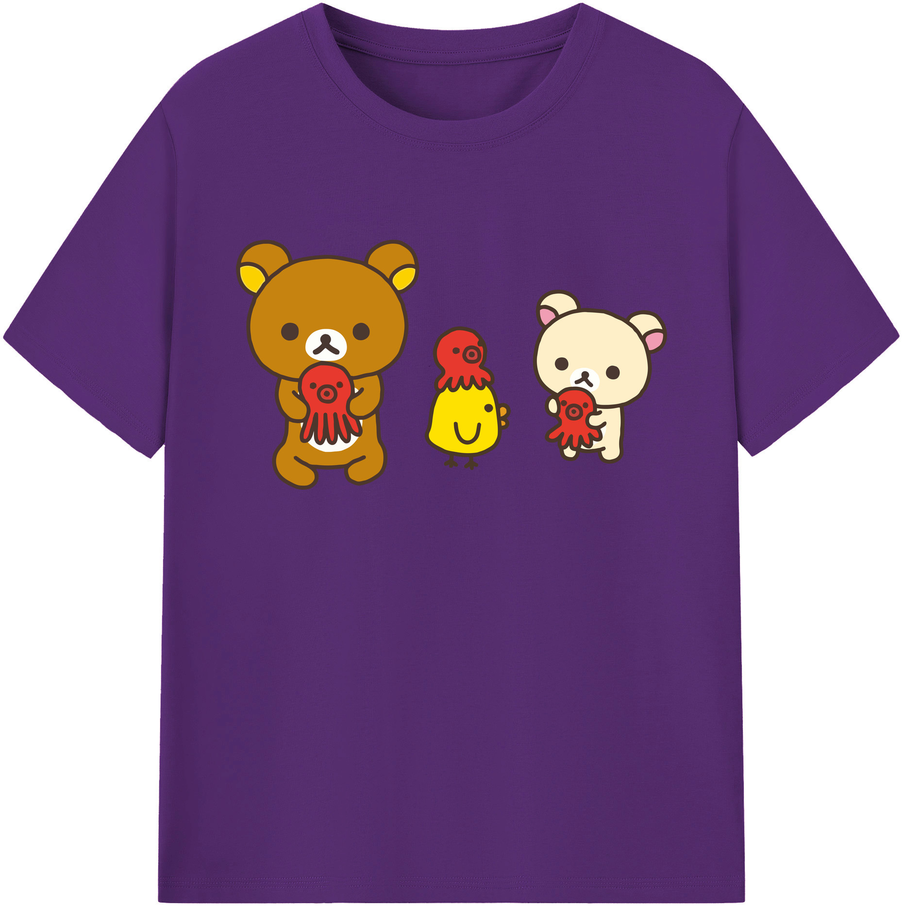 （画像用） リラックマ リラックマ キイロイトリ Rilakkuma Korilakkuma Kiiroitori 綿100％ メンズ半袖Tシャツ｜肌触りやわらか＆通気性