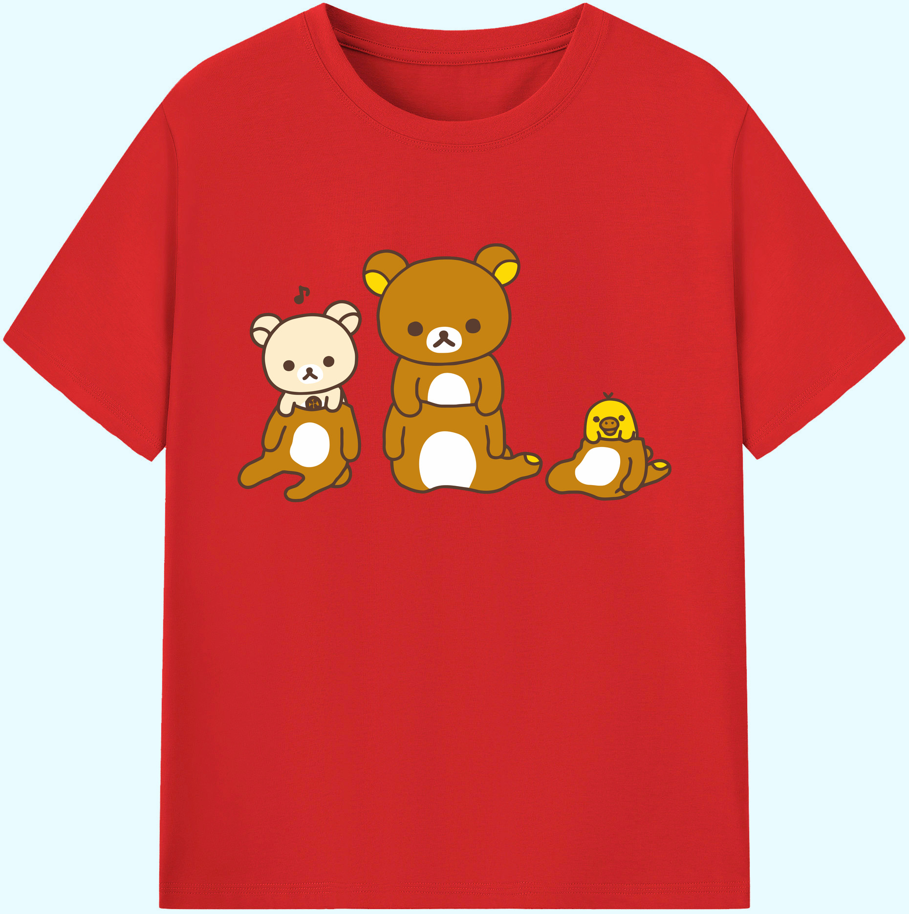 （画像用） リラックマ リラックマ キイロイトリ Rilakkuma Korilakkuma Kiiroitori 綿100％ メンズ半袖Tシャツ｜肌触りやわらか＆通気性