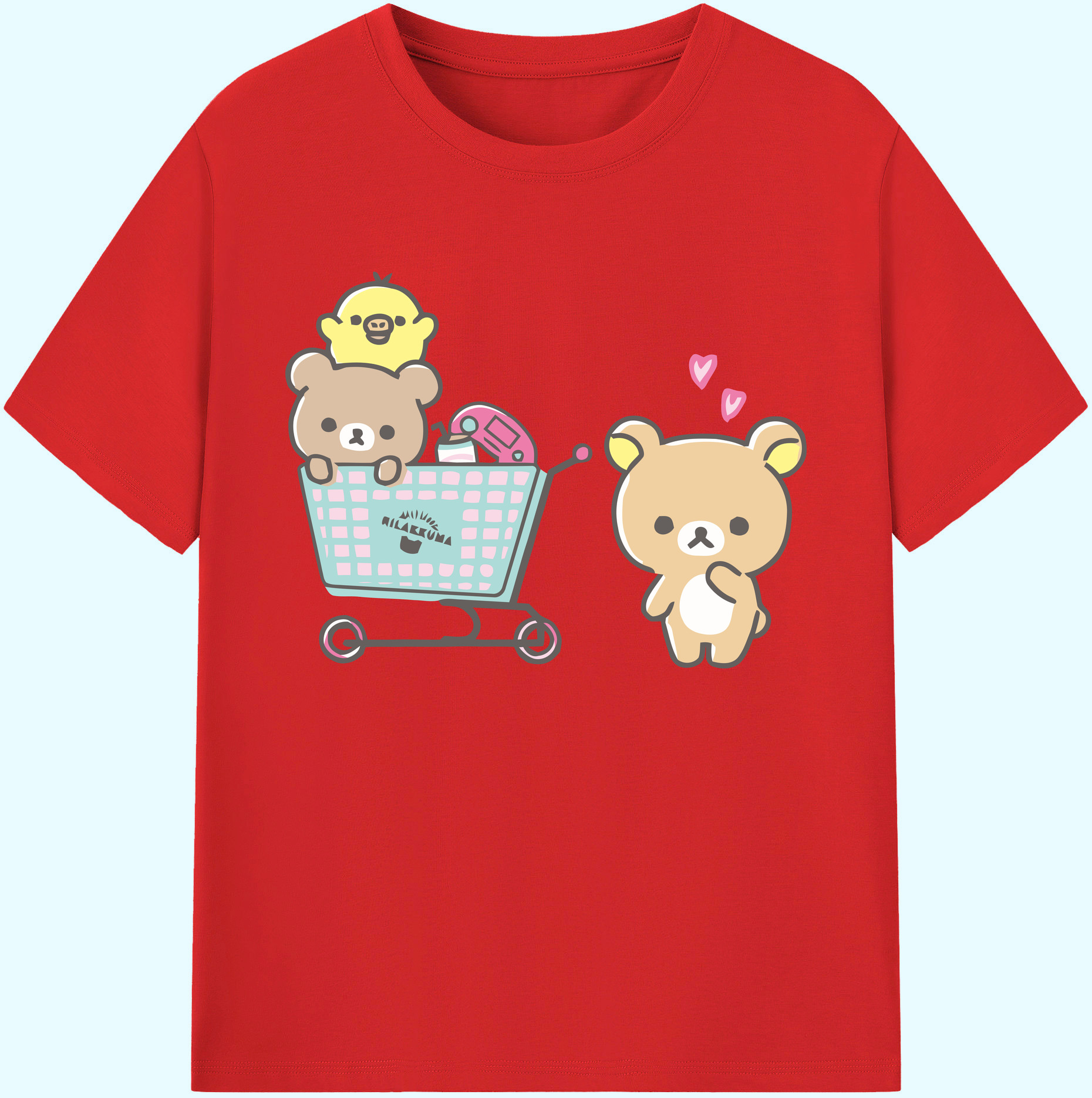 （画像用） リラックマ リラックマ キイロイトリ Rilakkuma Korilakkuma Kiiroitori 綿100％ メンズ半袖Tシャツ｜肌触りやわらか＆通気性