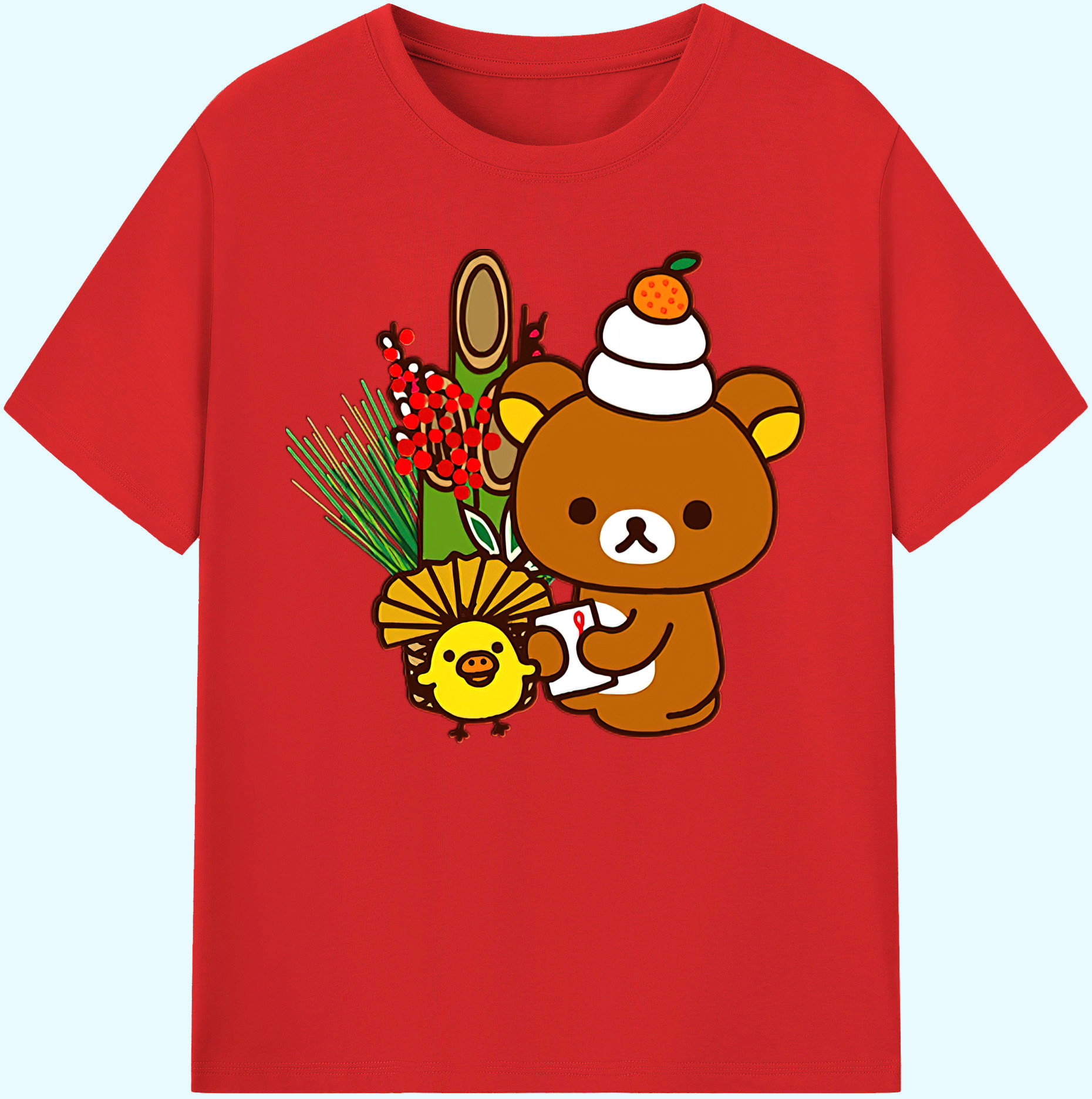 （画像用） リラックマ リラックマ キイロイトリ Rilakkuma Korilakkuma Kiiroitori 綿100％ メンズ半袖Tシャツ｜肌触りやわらか＆通気性