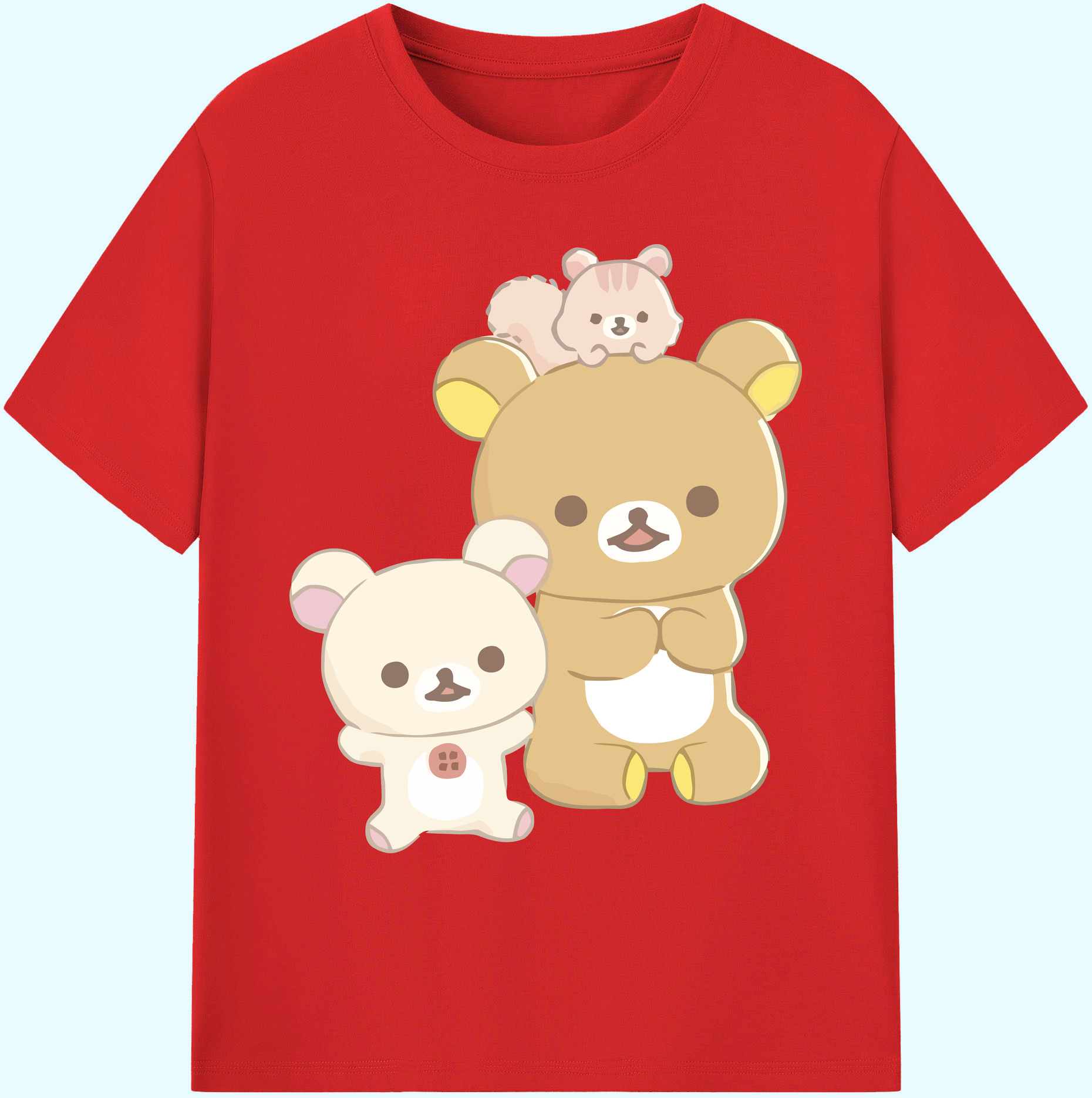 （画像用） リラックマ リラックマ キイロイトリ Rilakkuma Korilakkuma Kiiroitori 綿100％ メンズ半袖Tシャツ｜肌触りやわらか＆通気性