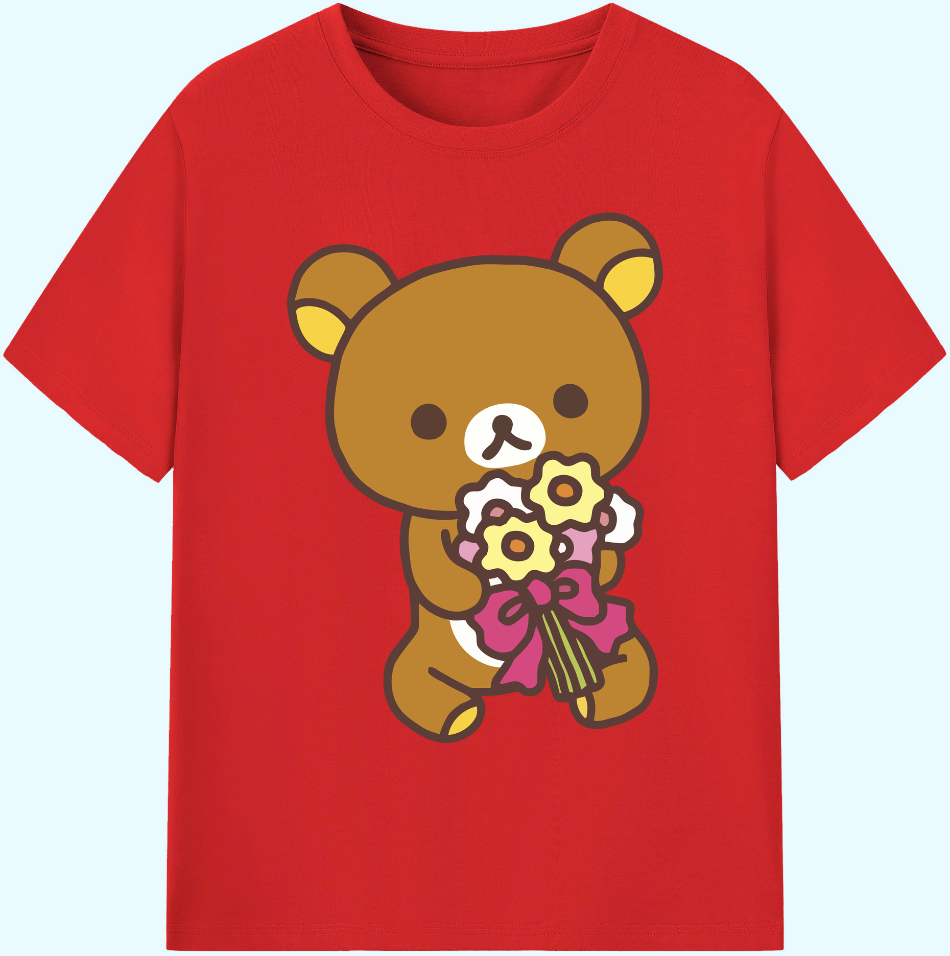 （画像用） リラックマ リラックマ キイロイトリ Rilakkuma Korilakkuma Kiiroitori 綿100％ メンズ半袖Tシャツ｜肌触りやわらか＆通気性