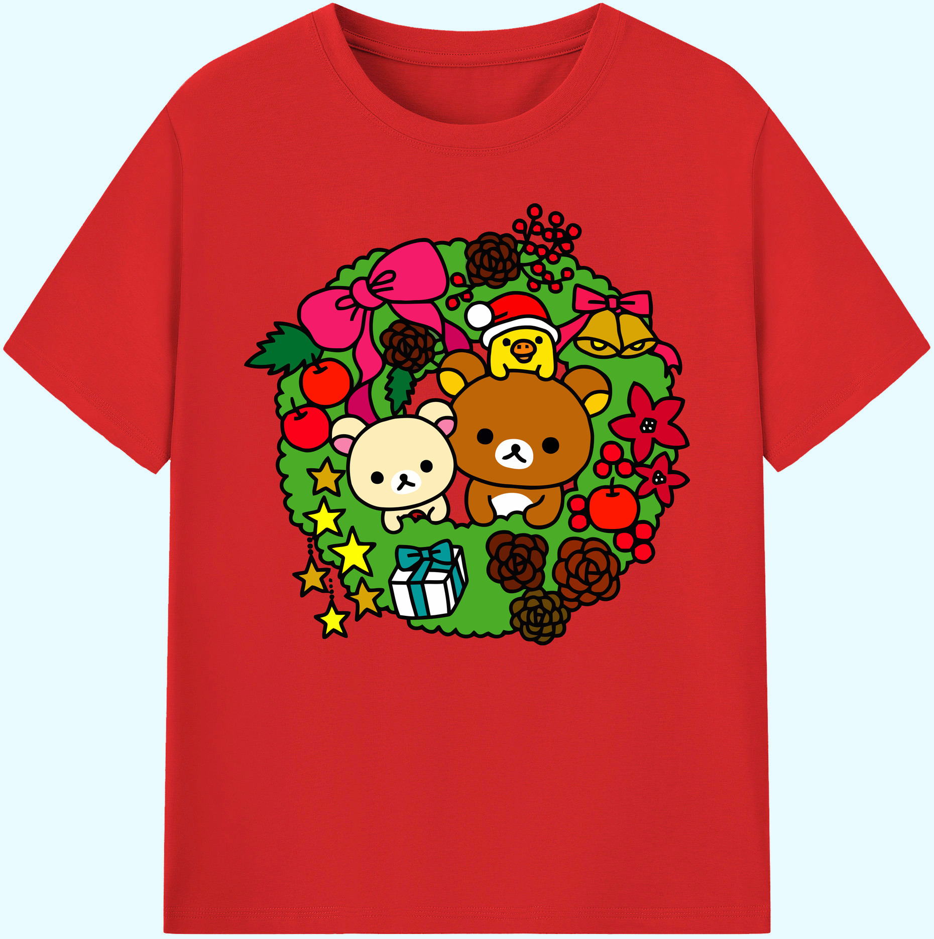 （画像用） リラックマ リラックマ キイロイトリ Rilakkuma Korilakkuma Kiiroitori 綿100％ メンズ半袖Tシャツ｜肌触りやわらか＆通気性