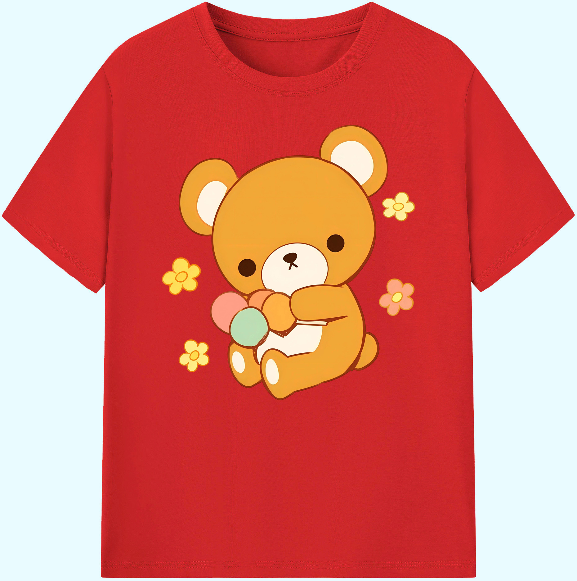 （画像用） リラックマ リラックマ キイロイトリ Rilakkuma Korilakkuma Kiiroitori 綿100％ メンズ半袖Tシャツ｜肌触りやわらか＆通気性